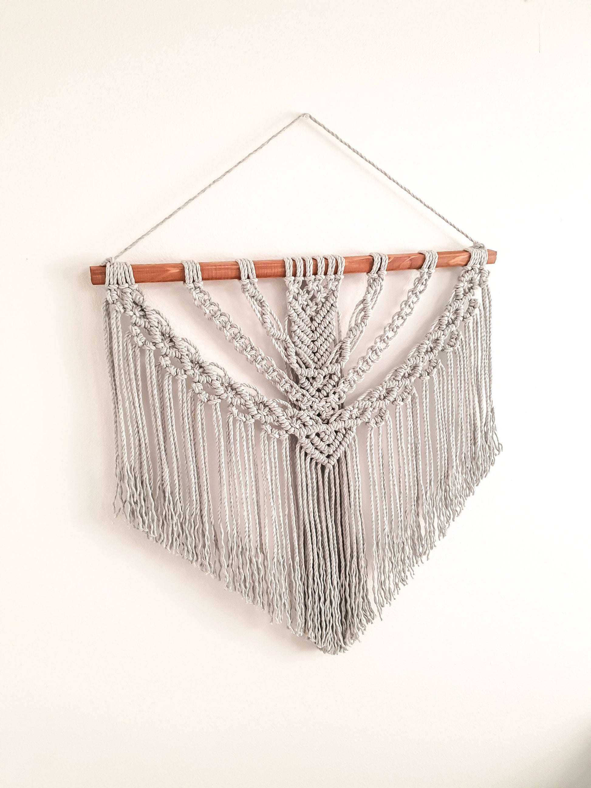 Large Macrame Wall Hanging, Macrame Wall Art, Woven Wall Hanging, Boho Wall Decor, Wall Tapestry, Macrame, Light Gray, Minimalist