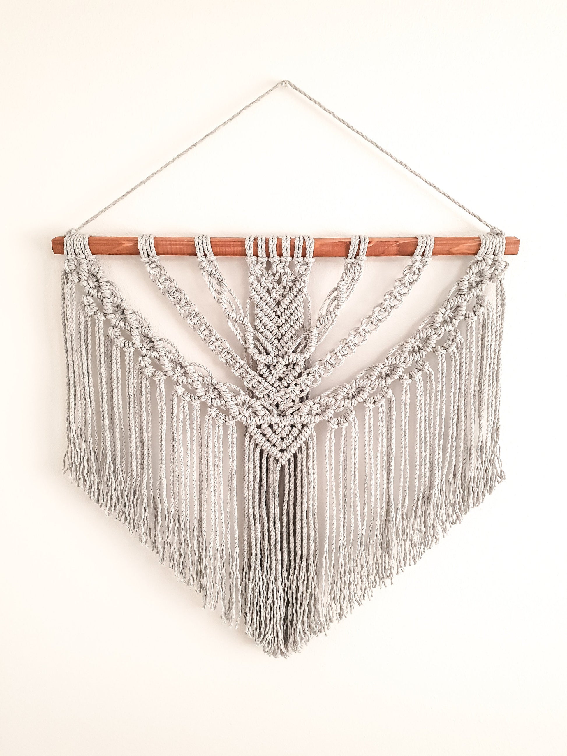 Large Macrame Wall Hanging, Macrame Wall Art, Woven Wall Hanging, Boho Wall Decor, Wall Tapestry, Macrame, Light Gray, Minimalist