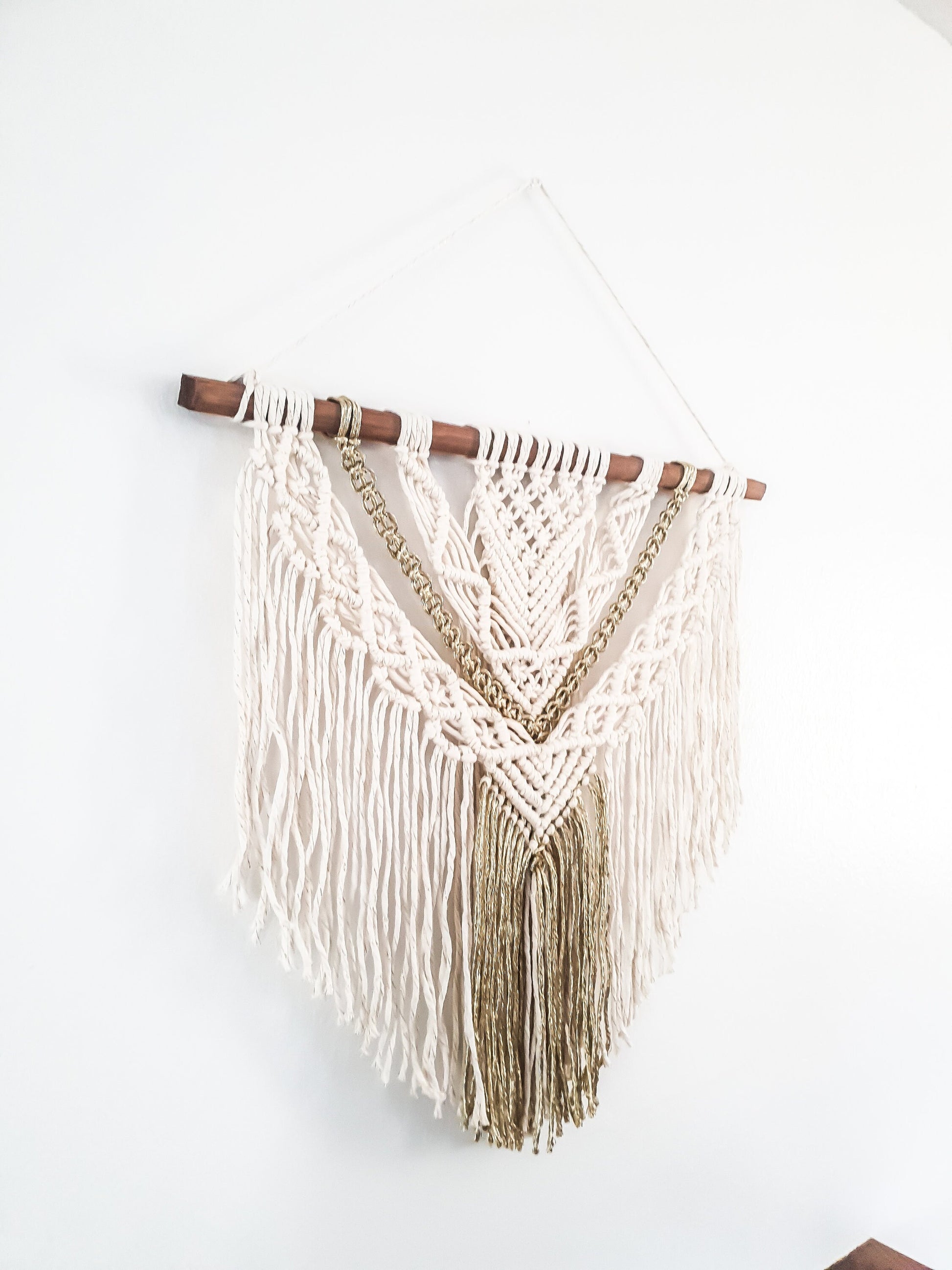 Large Macrame Wall Hanging, Macrame Wall Art, Woven Wall Hanging, Boho Wall Decor, Wall Tapestry, Macrame, Beige and Gold, Minimalist