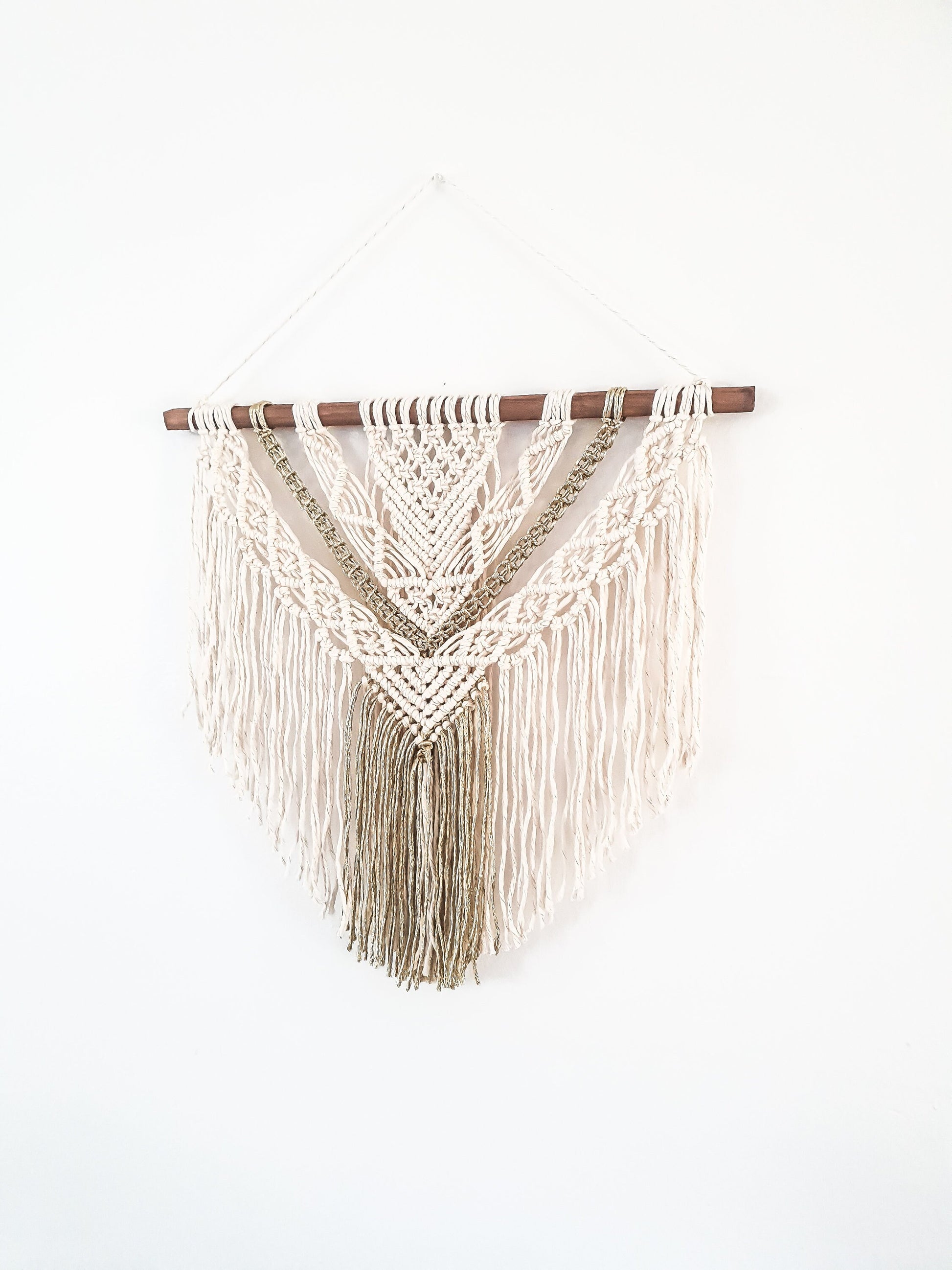 Large Macrame Wall Hanging, Macrame Wall Art, Woven Wall Hanging, Boho Wall Decor, Wall Tapestry, Macrame, Beige and Gold, Minimalist