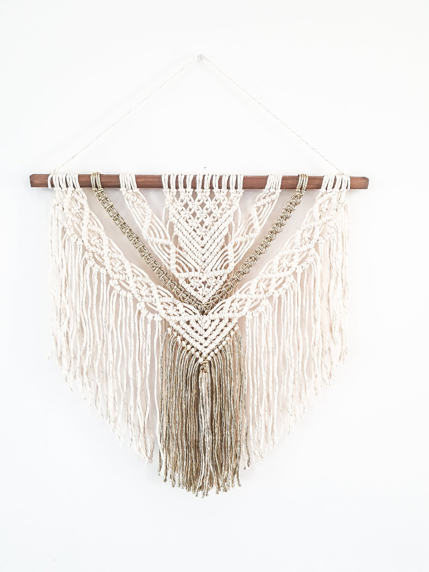 Large Macrame Wall Hanging, Macrame Wall Art, Woven Wall Hanging, Boho Wall Decor, Wall Tapestry, Macrame, Beige and Gold, Minimalist