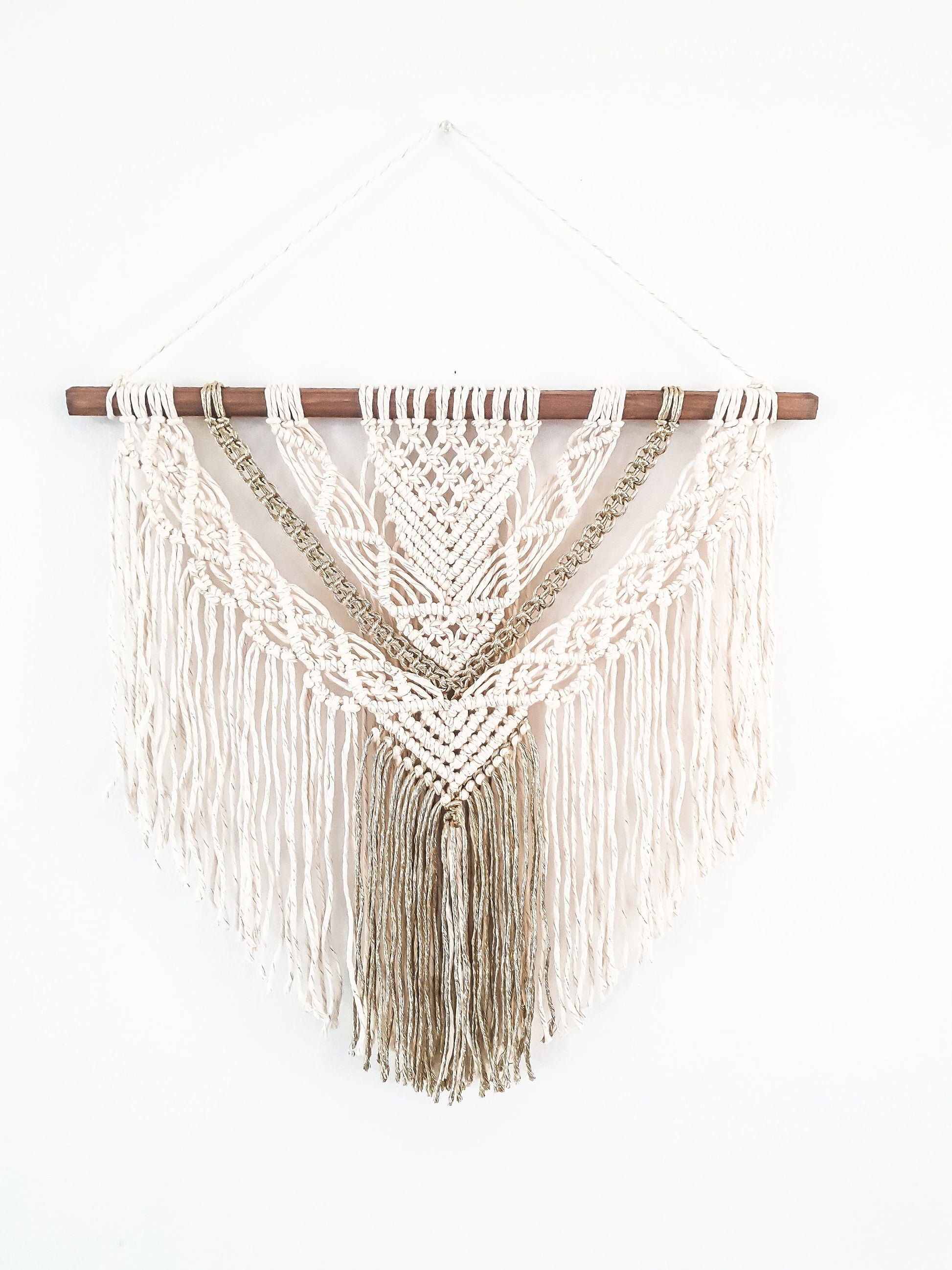 Large Macrame Wall Hanging, Macrame Wall Art, Woven Wall Hanging, Boho Wall Decor, Wall Tapestry, Macrame, Beige and Gold, Minimalist