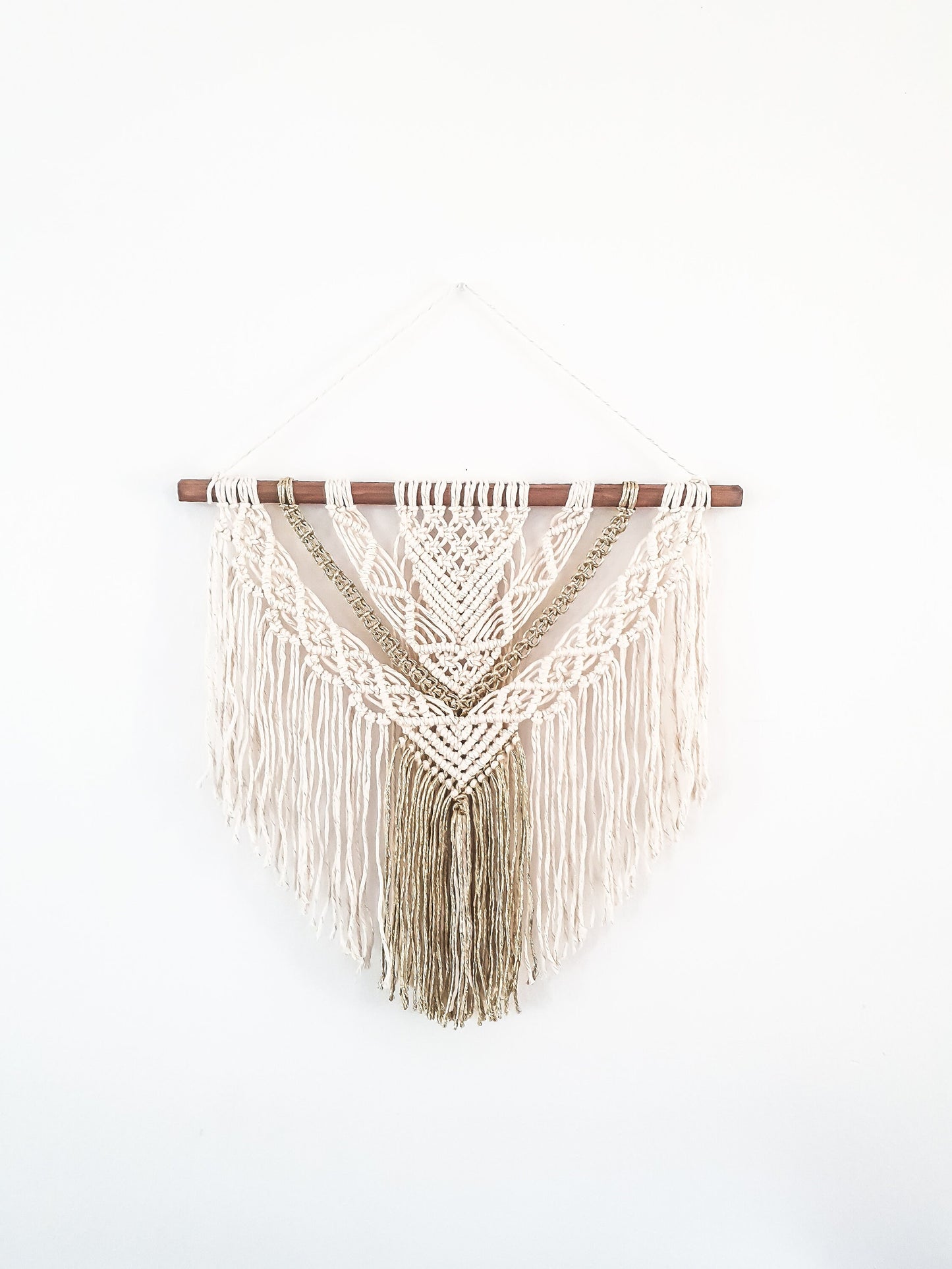 Large Macrame Wall Hanging, Macrame Wall Art, Woven Wall Hanging, Boho Wall Decor, Wall Tapestry, Macrame, Beige and Gold, Minimalist