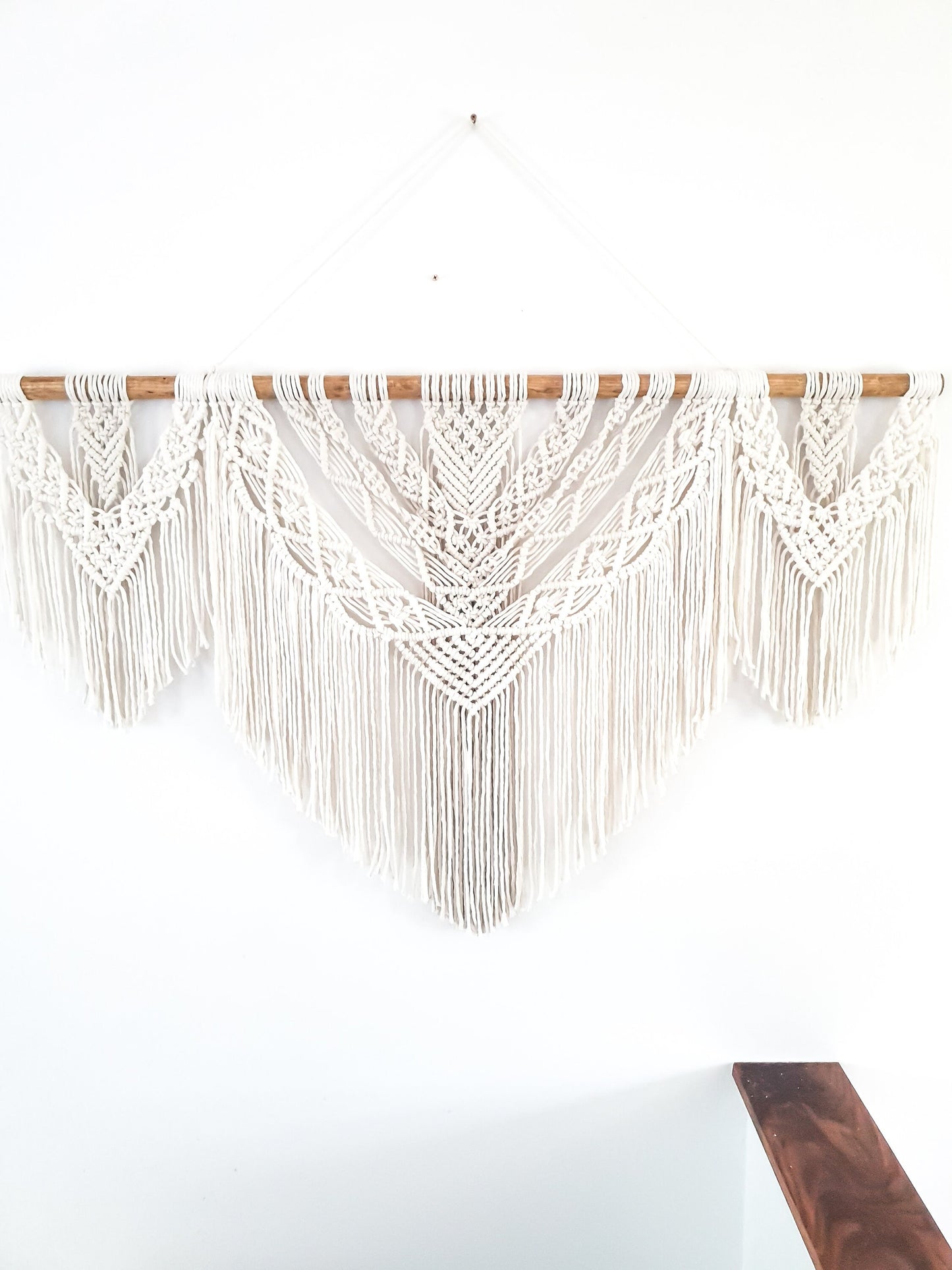 Large Handmade Macrame Wall Hanging, 4 Feet Wide, Boho Decor, Beige, Handmade in United States, Wall Tapestry, Textile Wall Art, Wedding