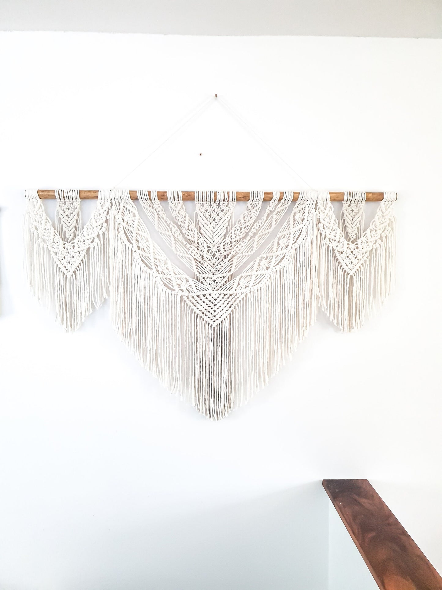 Large Handmade Macrame Wall Hanging, 4 Feet Wide, Boho Decor, Beige, Handmade in United States, Wall Tapestry, Textile Wall Art, Wedding