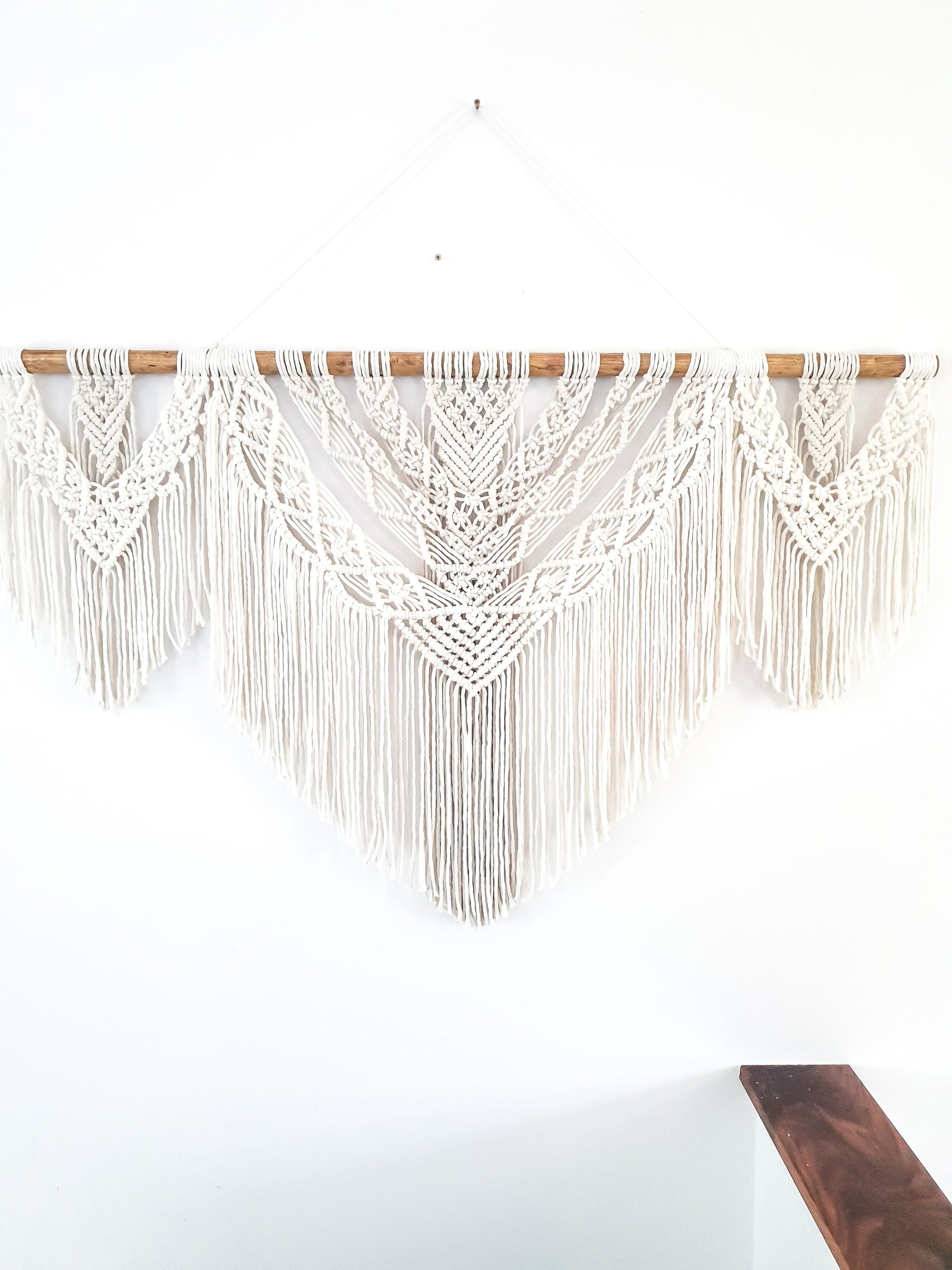 Large Handmade Macrame Wall Hanging, 4 Feet Wide, Boho Decor, Beige, Handmade in United States, Wall Tapestry, Textile Wall Art, Wedding