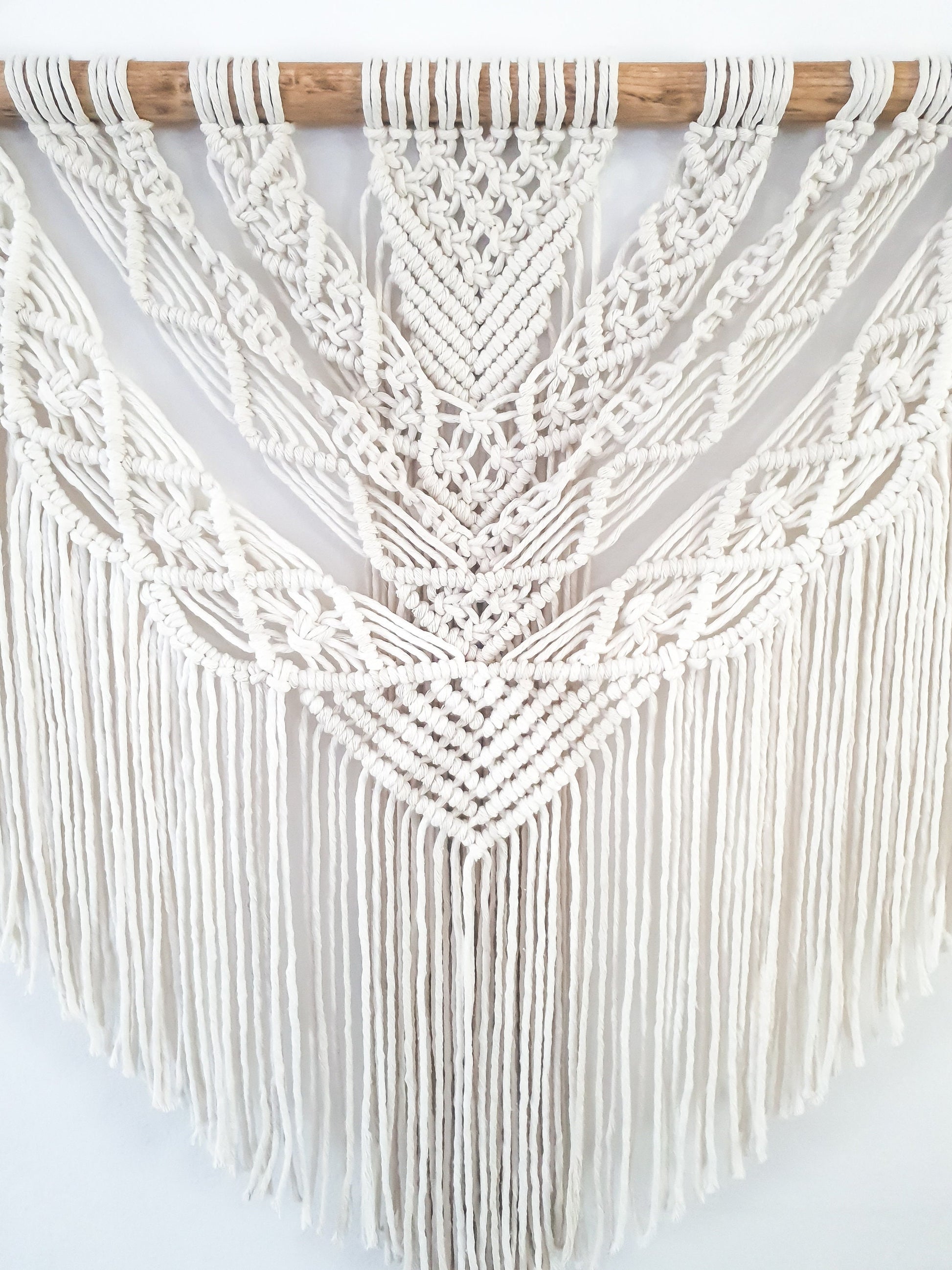 Large Handmade Macrame Wall Hanging, 4 Feet Wide, Boho Decor, Beige, Handmade in United States, Wall Tapestry, Textile Wall Art, Wedding