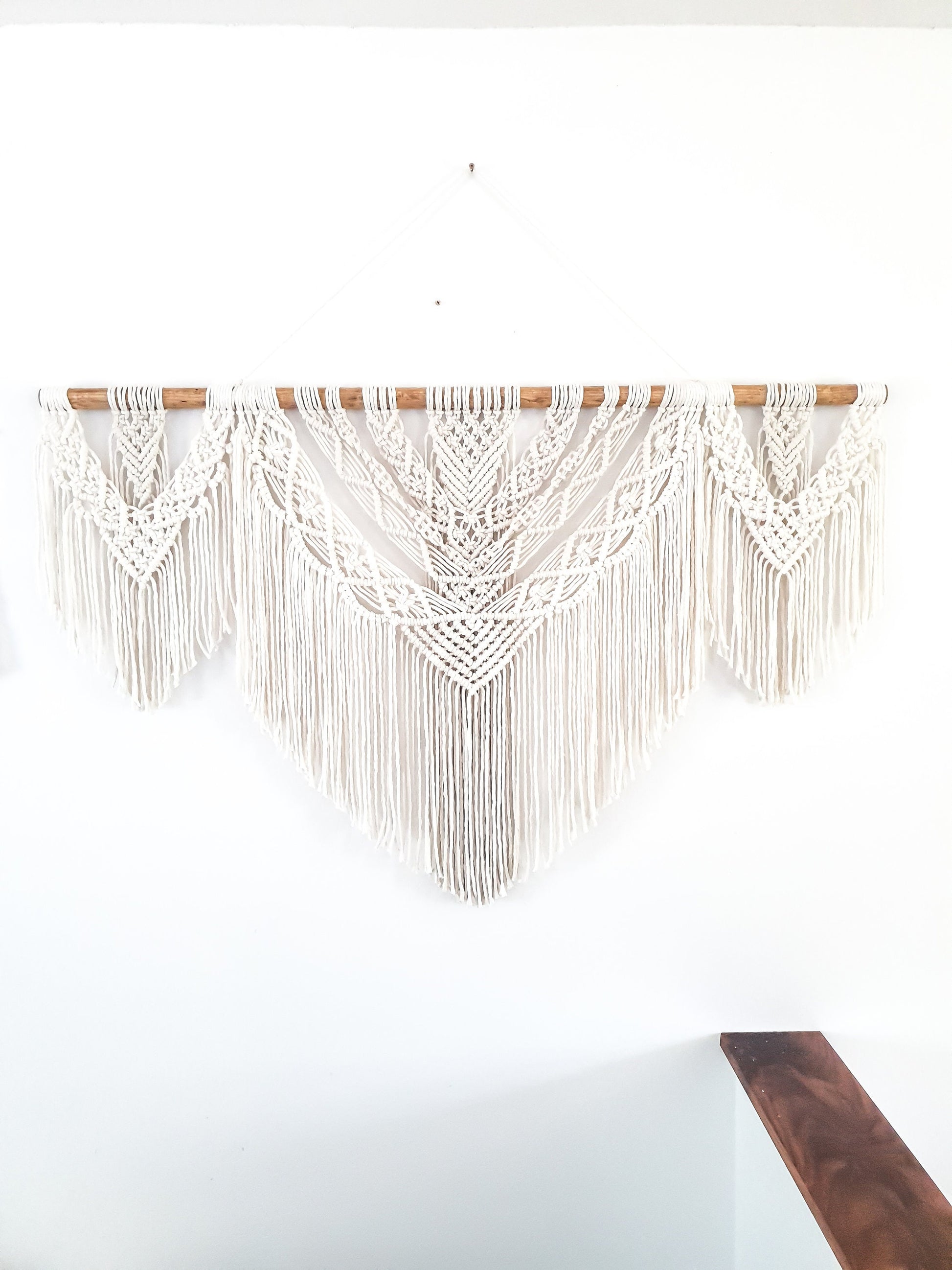Large Handmade Macrame Wall Hanging, 4 Feet Wide, Boho Decor, Beige, Handmade in United States, Wall Tapestry, Textile Wall Art, Wedding
