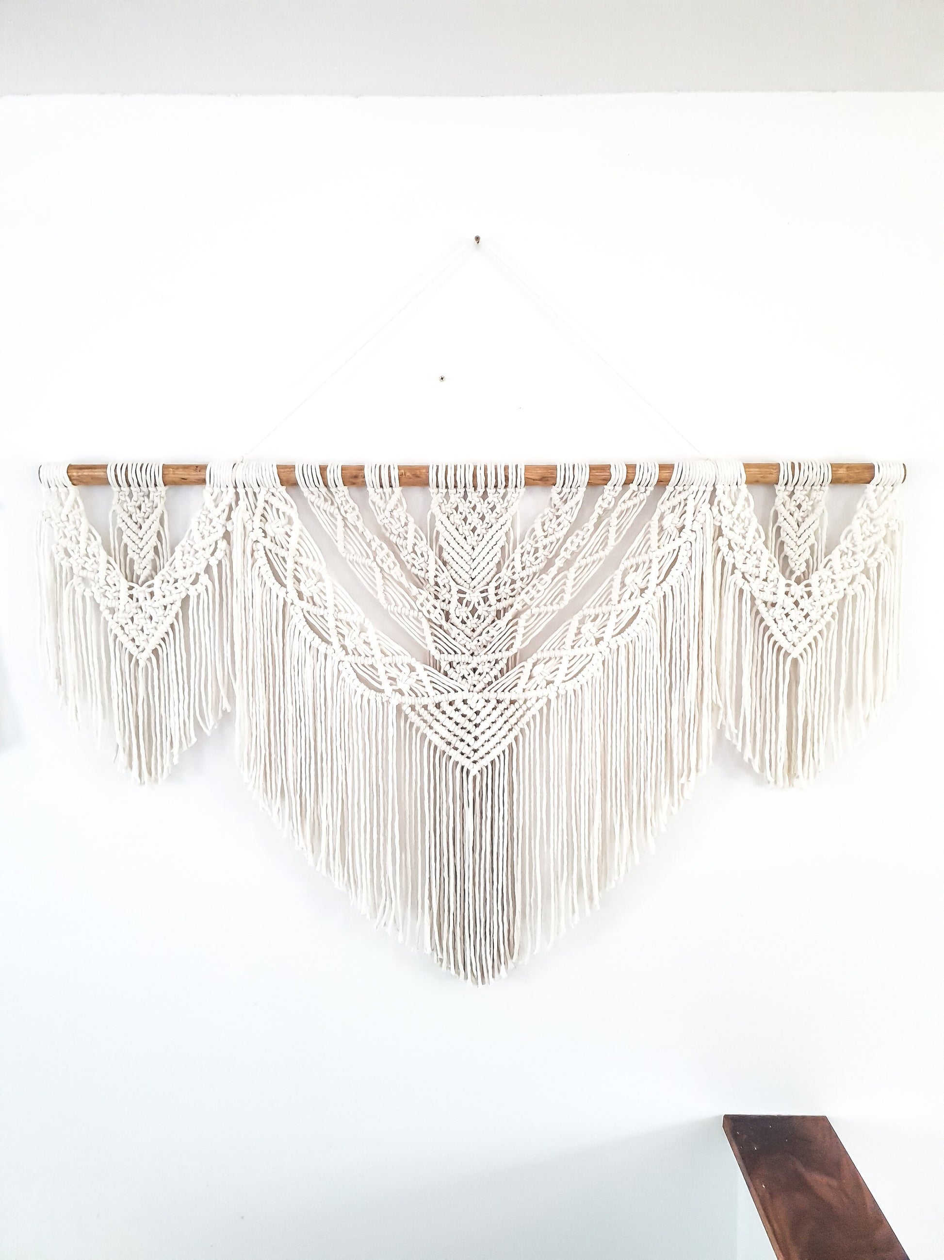 Large Handmade Macrame Wall Hanging, 4 Feet Wide, Boho Decor, Beige, Handmade in United States, Wall Tapestry, Textile Wall Art, Wedding