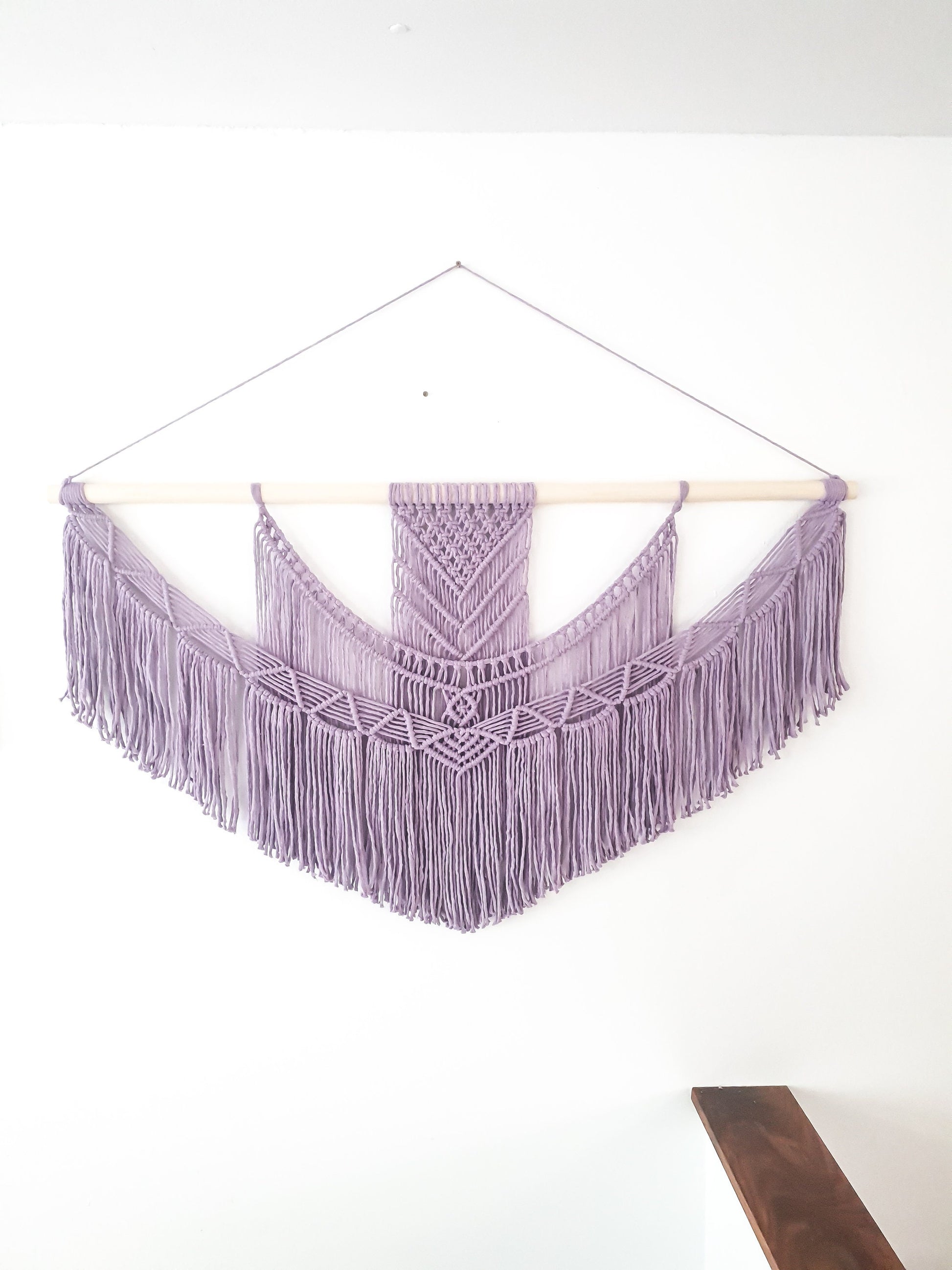 X Large Macrame Wall Hanging, 5 Size Options, Macrame Wall Art, Woven Wall Hanging, Boho Wall Decor, lavender purple, Wedding Backdrop