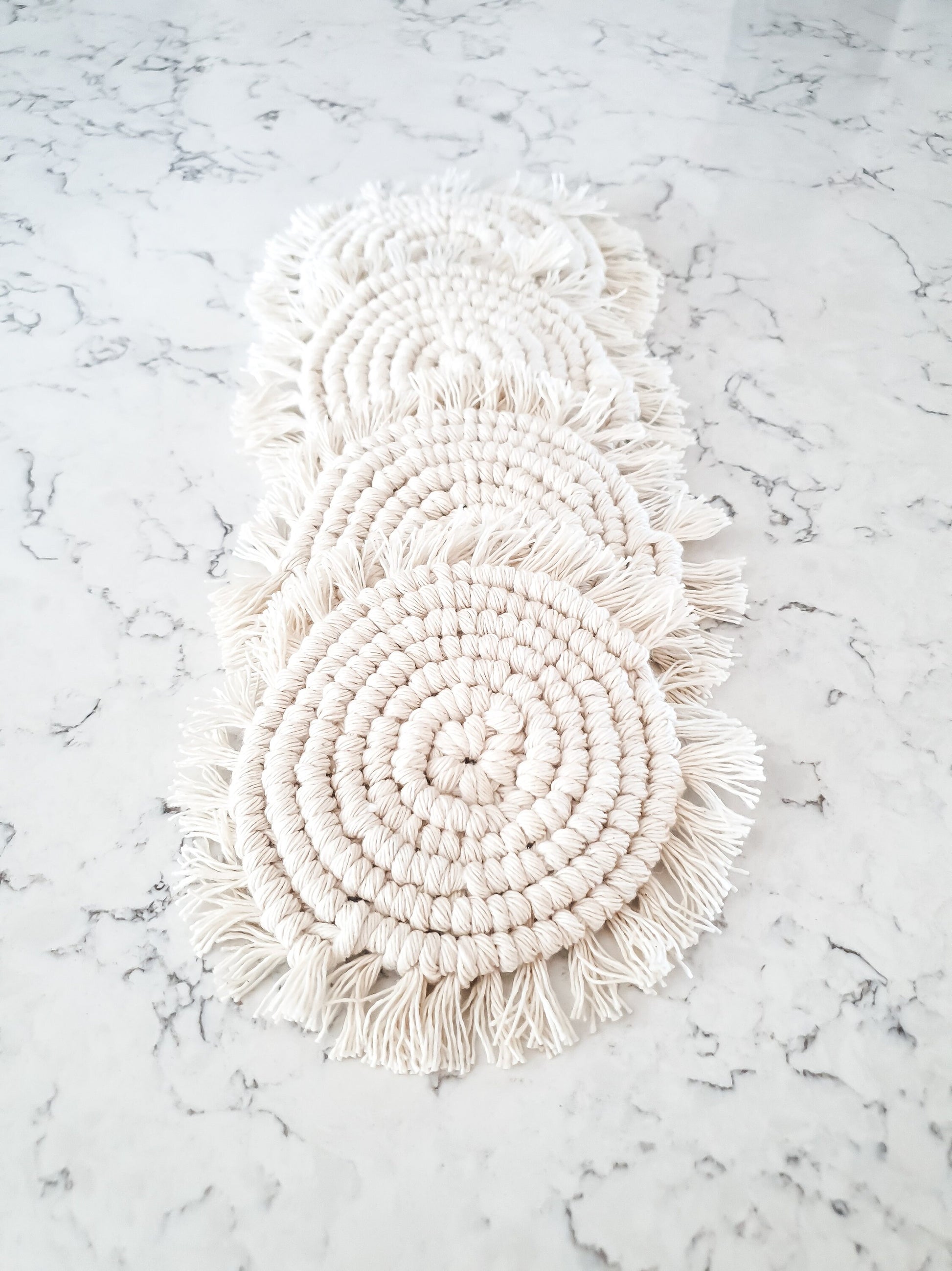 Macrame Coaster, Beige Coaster, Boho Coaster, Boho Kitchen Accessories