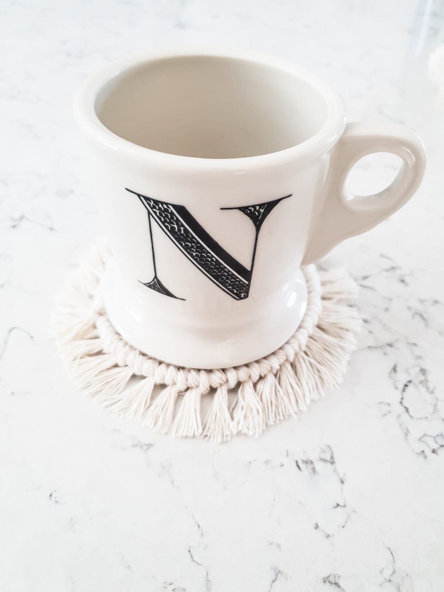 Macrame Coaster, Beige Coaster, Boho Coaster, Boho Kitchen Accessories