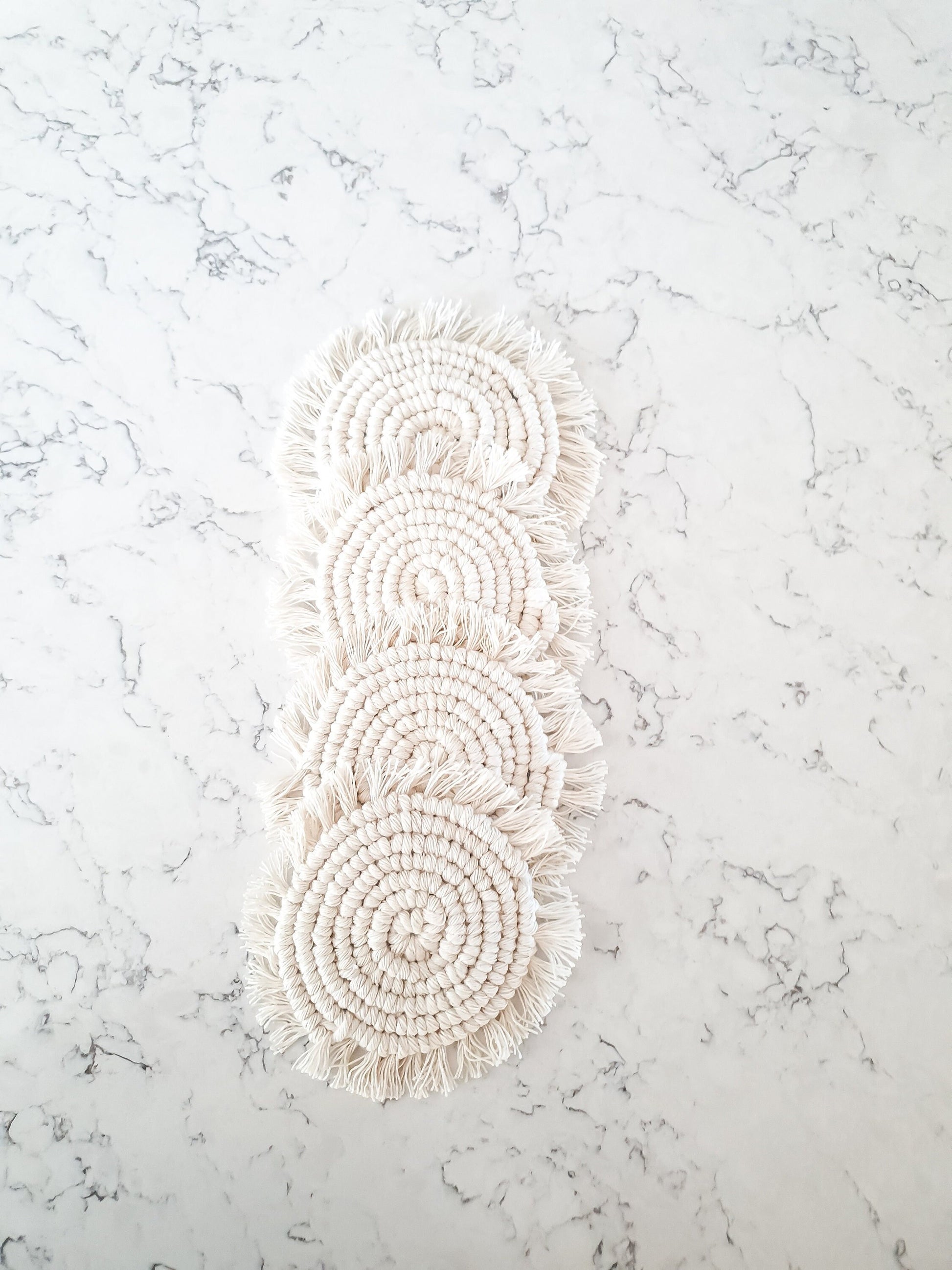 Macrame Coaster, Beige Coaster, Boho Coaster, Boho Kitchen Accessories