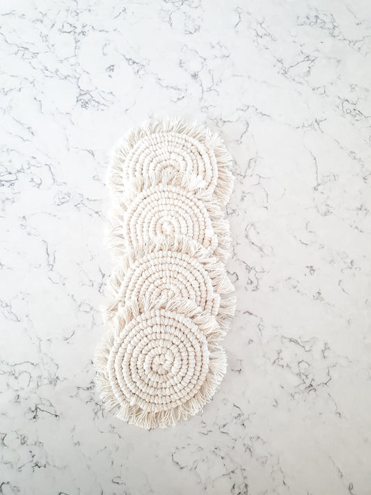 Macrame Coaster, Beige Coaster, Boho Coaster, Boho Kitchen Accessories