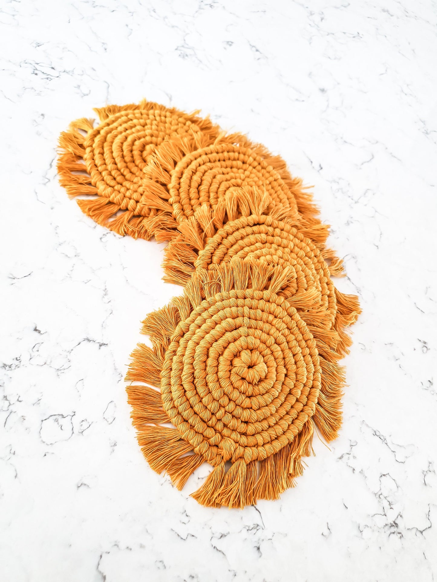 Macrame Coaster, Mustard Yellow Coaster, Boho Coaster, Boho Kitchen Accessories