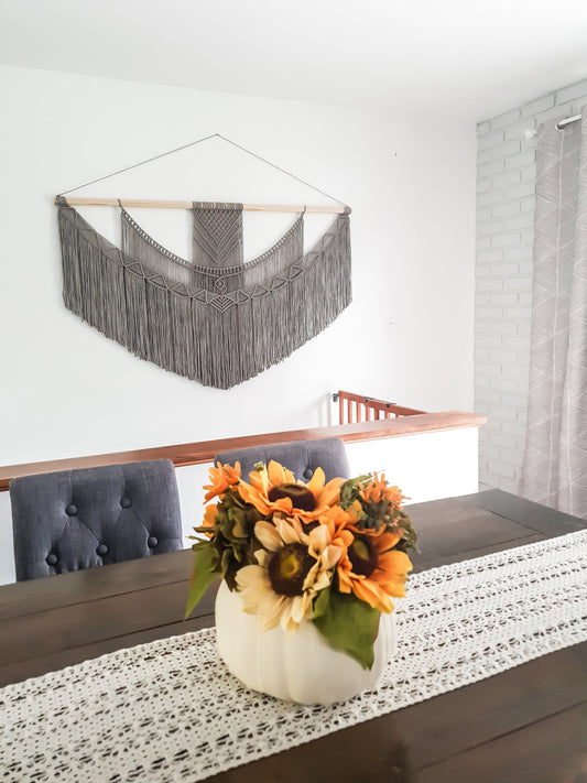 Handmade Gray Macrame Wall Hanging in 5 Size Options