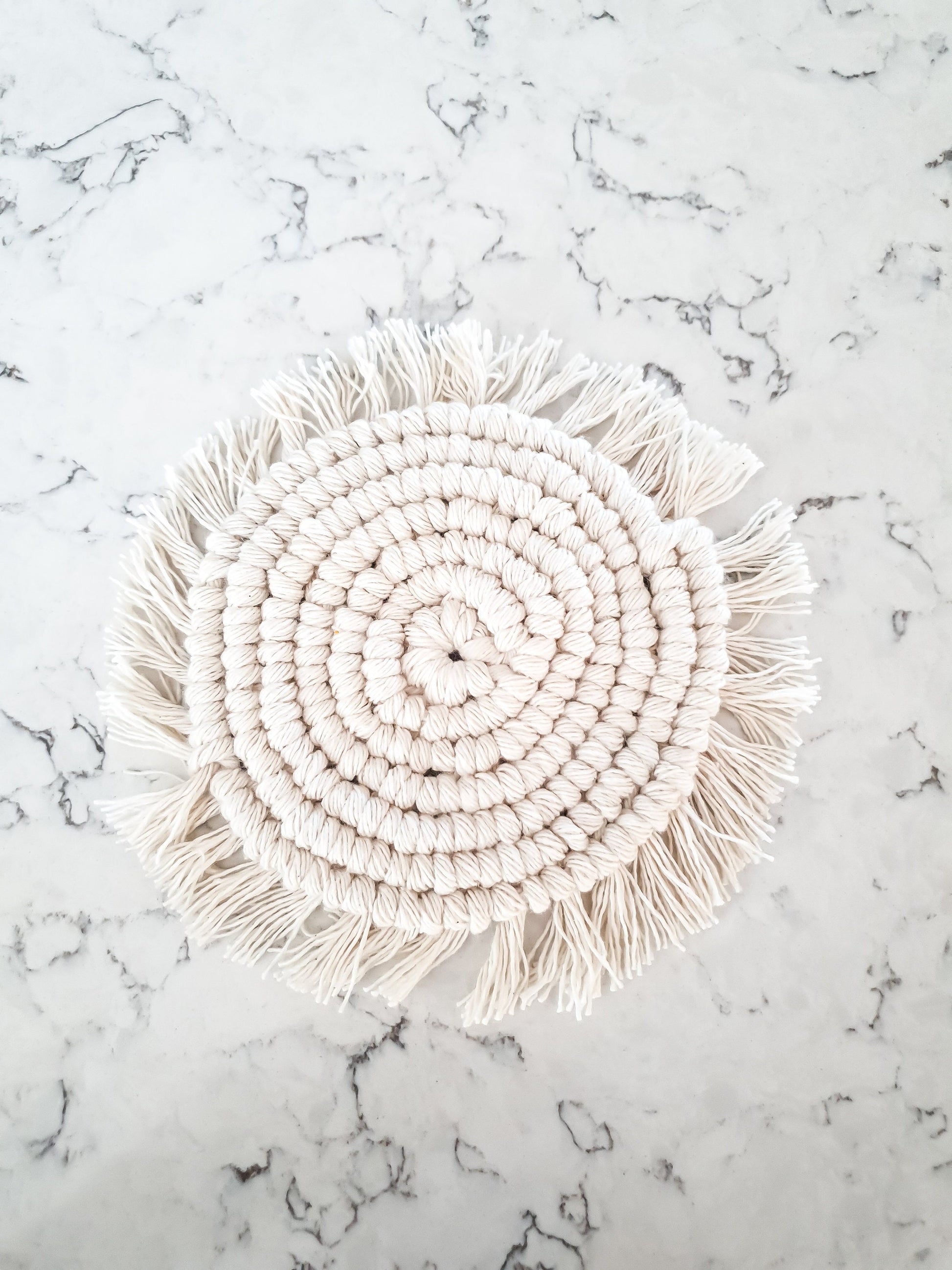 Macrame Coaster, Beige Coaster, Boho Coaster, Boho Kitchen Accessories