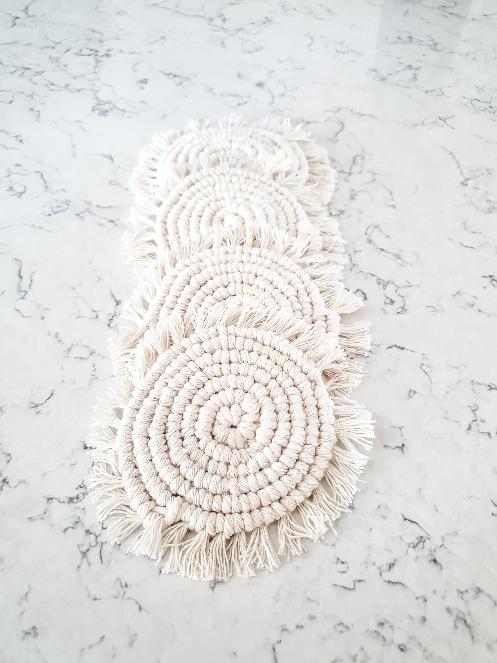 Macrame Coaster, Beige Coaster, Boho Coaster, Boho Kitchen Accessories