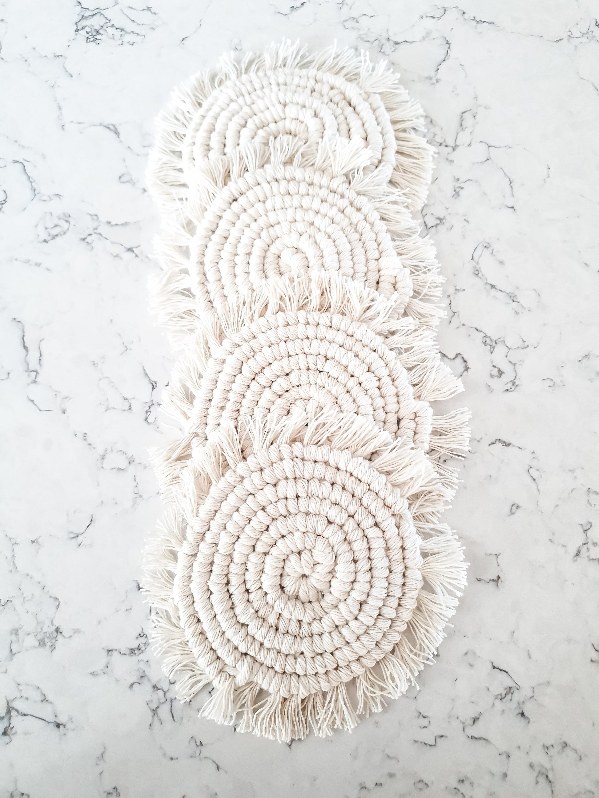 Macrame Coaster, Beige Coaster, Boho Coaster, Boho Kitchen Accessories