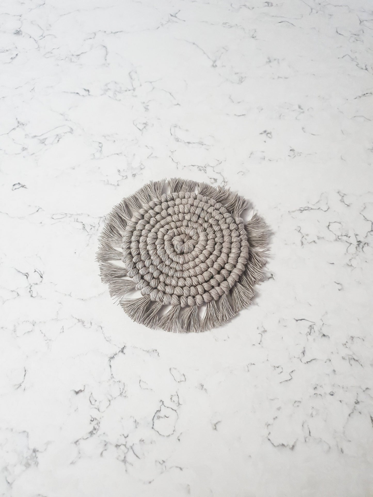 Macrame Coaster, Gray Coaster, Boho Coaster, Boho Kitchen Accessories