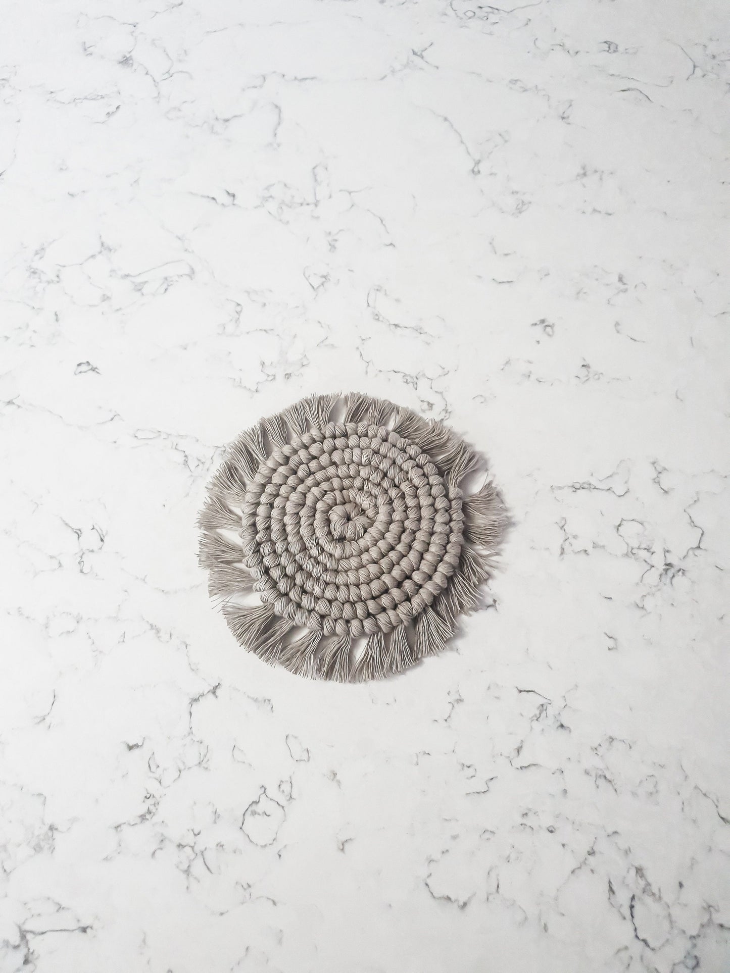 Macrame Coaster, Gray Coaster, Boho Coaster, Boho Kitchen Accessories