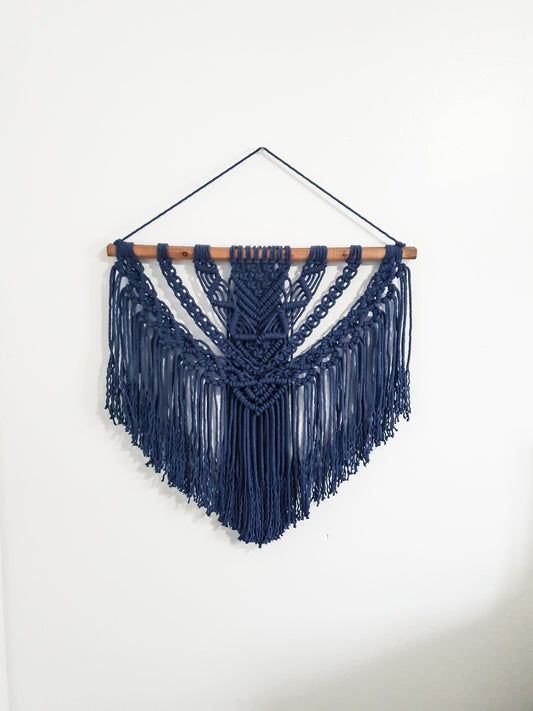 Large Macrame Wall Hanging, Macrame Wall Art, Woven Wall Hanging, Boho Wall Decor, Wall Tapestry, Macrame, Navy Blue Macrame, Minimalist