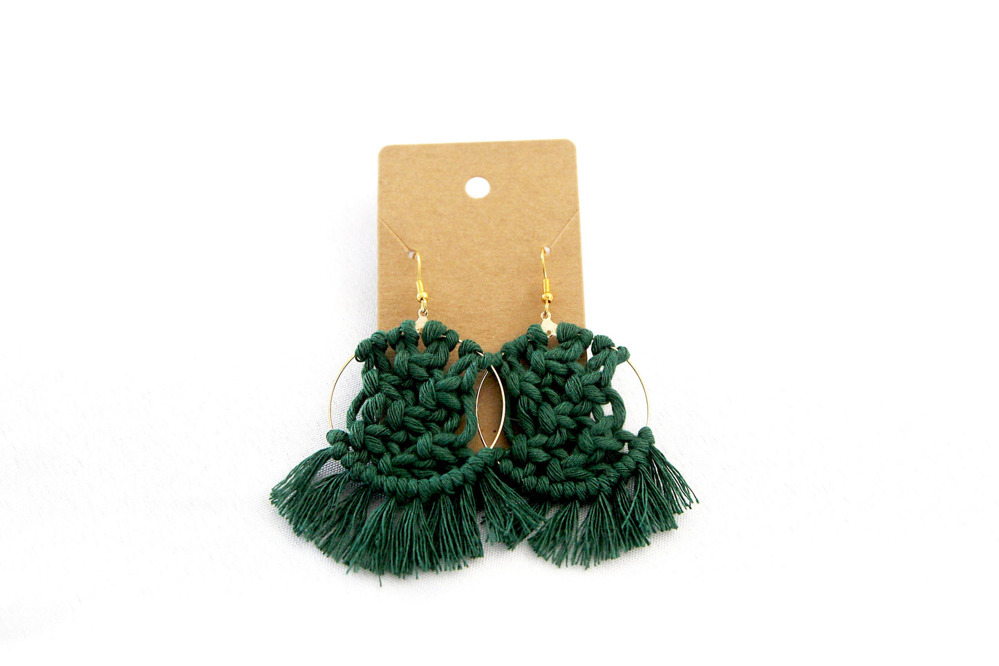Handmade Macrame Hoop Earrings, Gold or Silver Color Hoops, Multiple Color Options for Macrame, Macrame Earrings, Dangle earrings, Macrame
