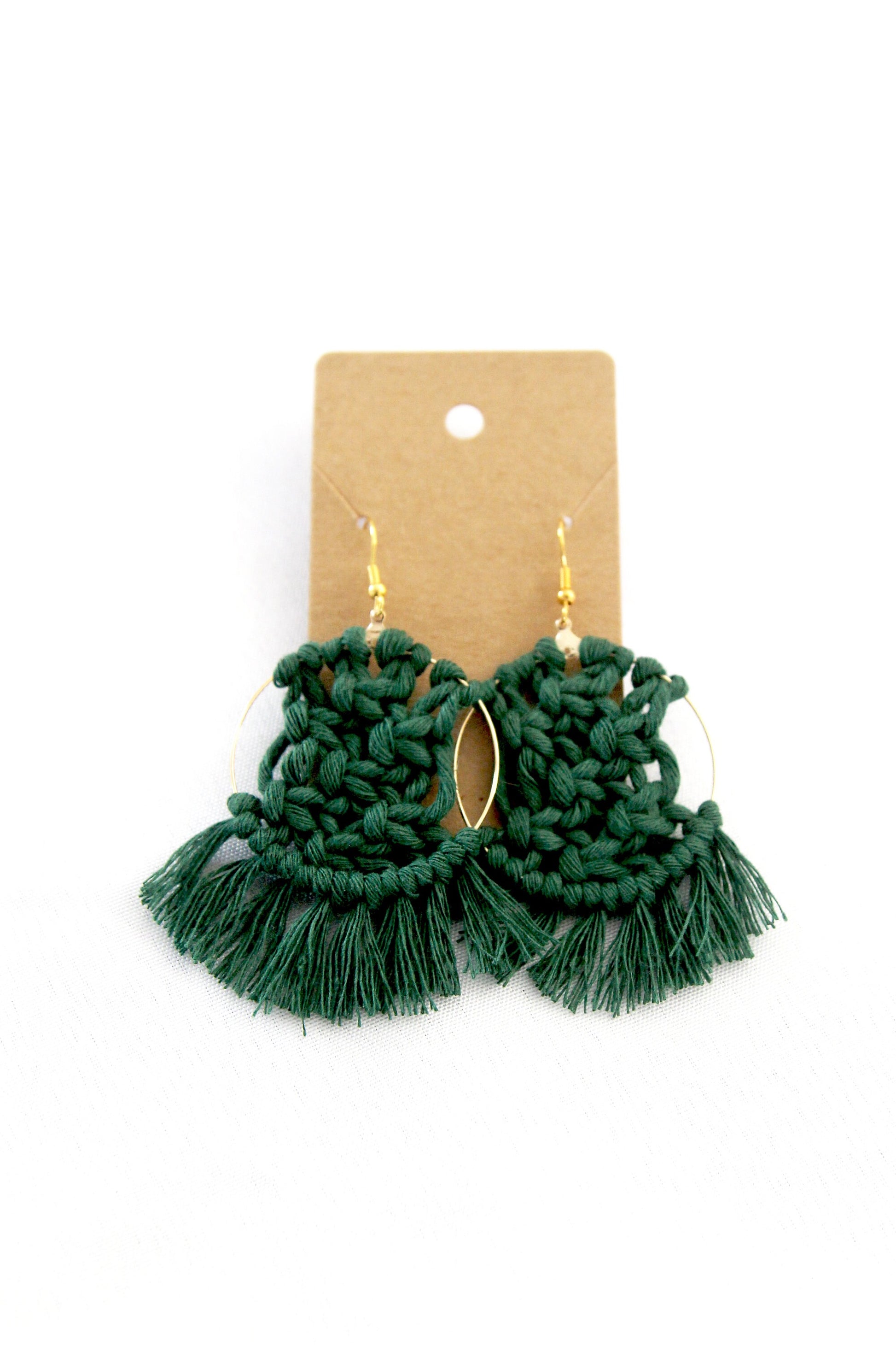 Handmade Macrame Hoop Earrings, Gold or Silver Color Hoops, Multiple Color Options for Macrame, Macrame Earrings, Dangle earrings, Macrame