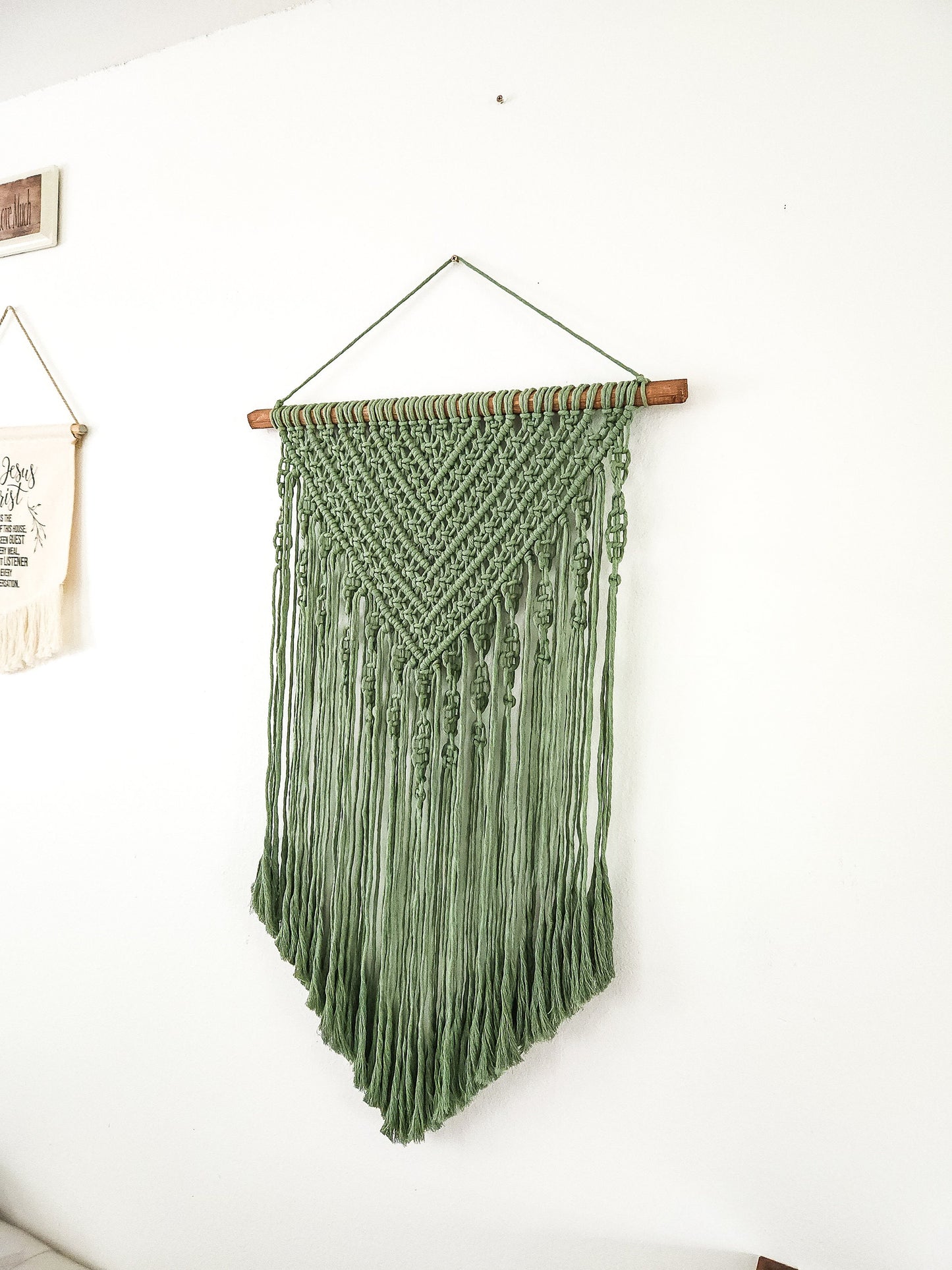 Large Handmade Macrame Wall Hanging Boho Decor for Home Decoration, bedroom, baby room, nursery, Eucalyptus Green, home & Bohemian Decor