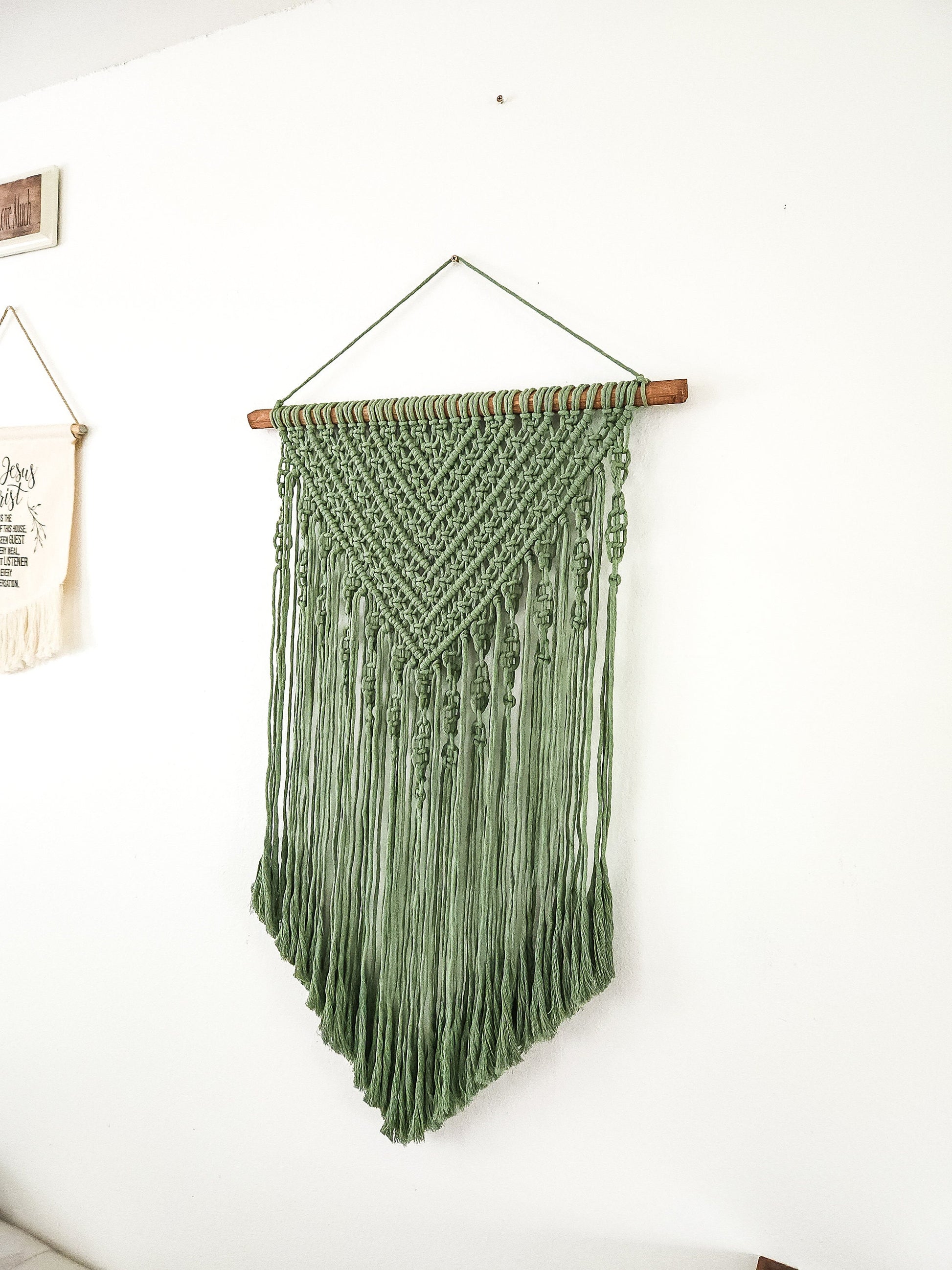 Large Handmade Macrame Wall Hanging Boho Decor for Home Decoration, bedroom, baby room, nursery, Eucalyptus Green, home & Bohemian Decor