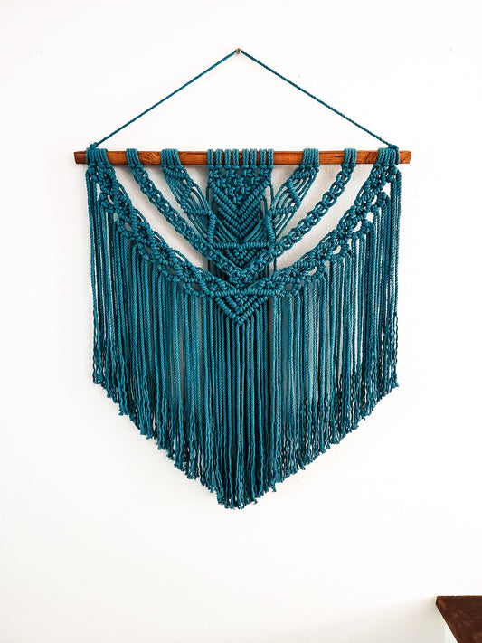 Handmade Teal Macrame Wall Hanging