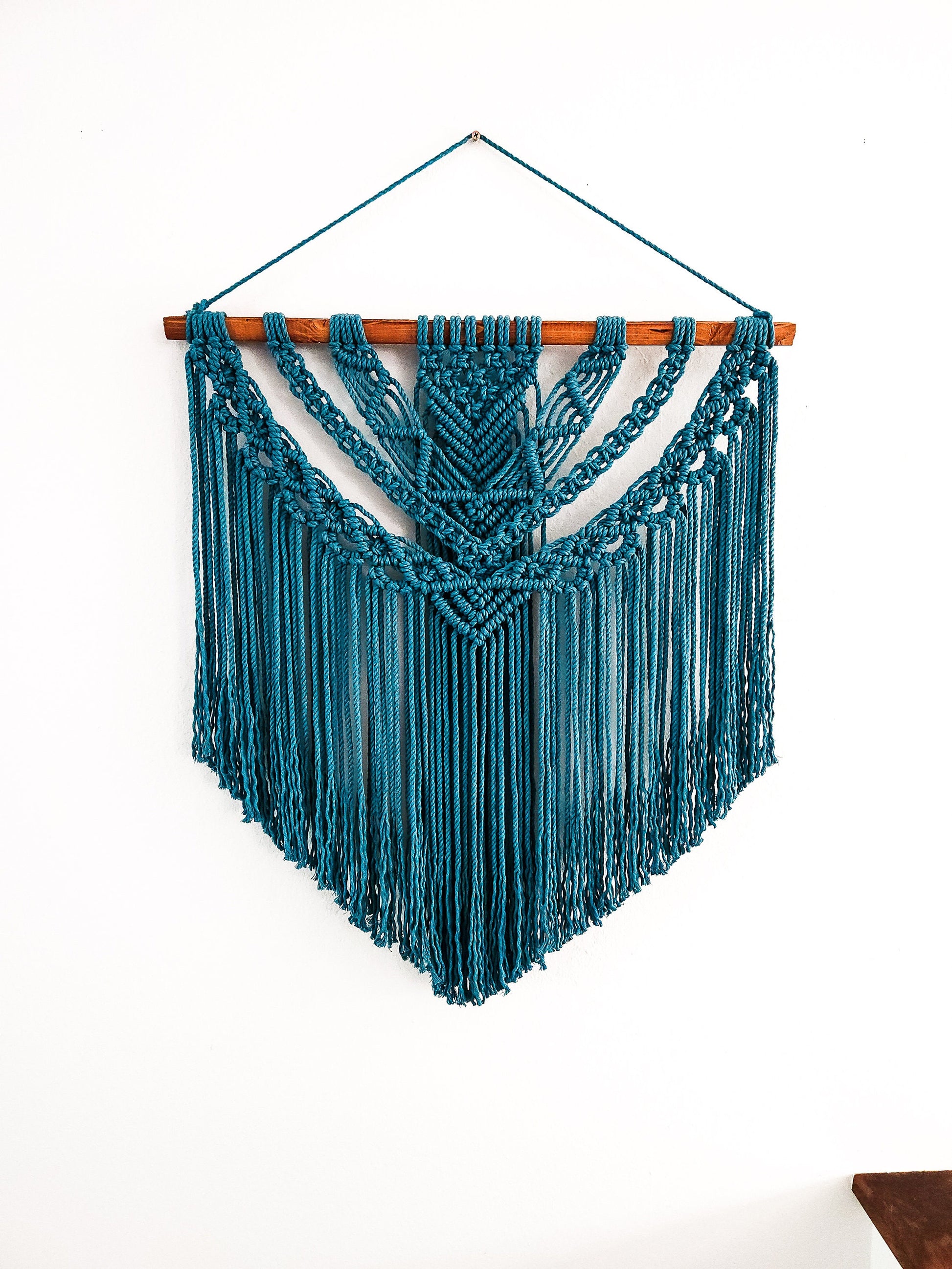 Handmade Teal Macrame Wall Hanging