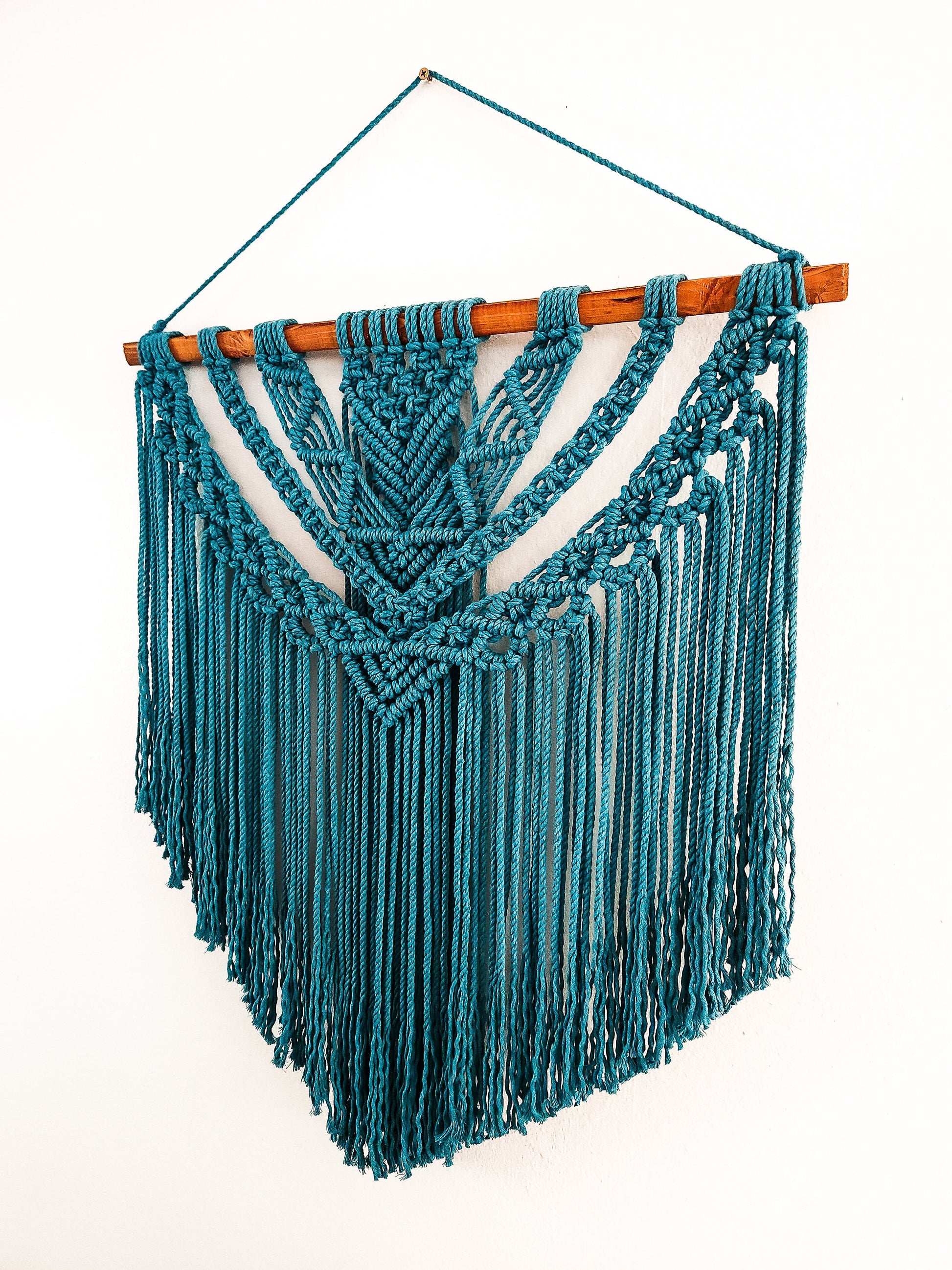 Handmade Teal Macrame Wall Hanging