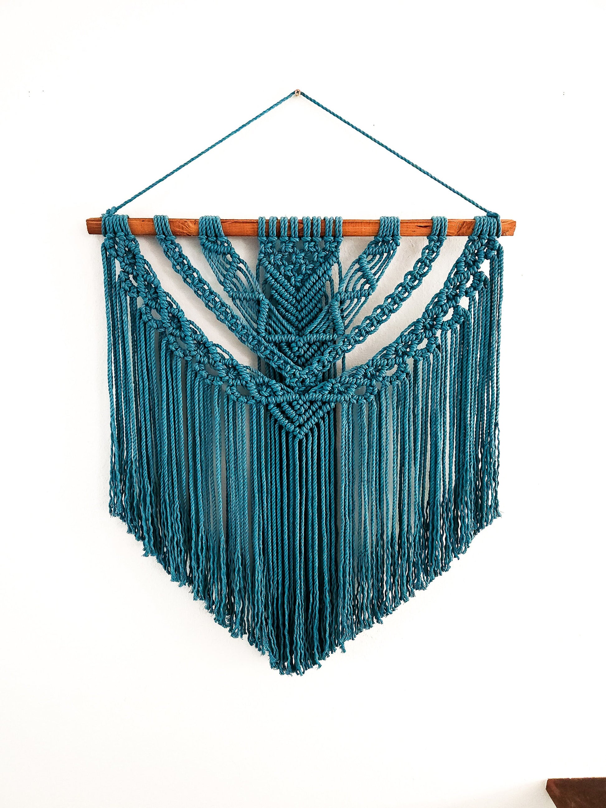 Handmade Teal Macrame Wall Hanging