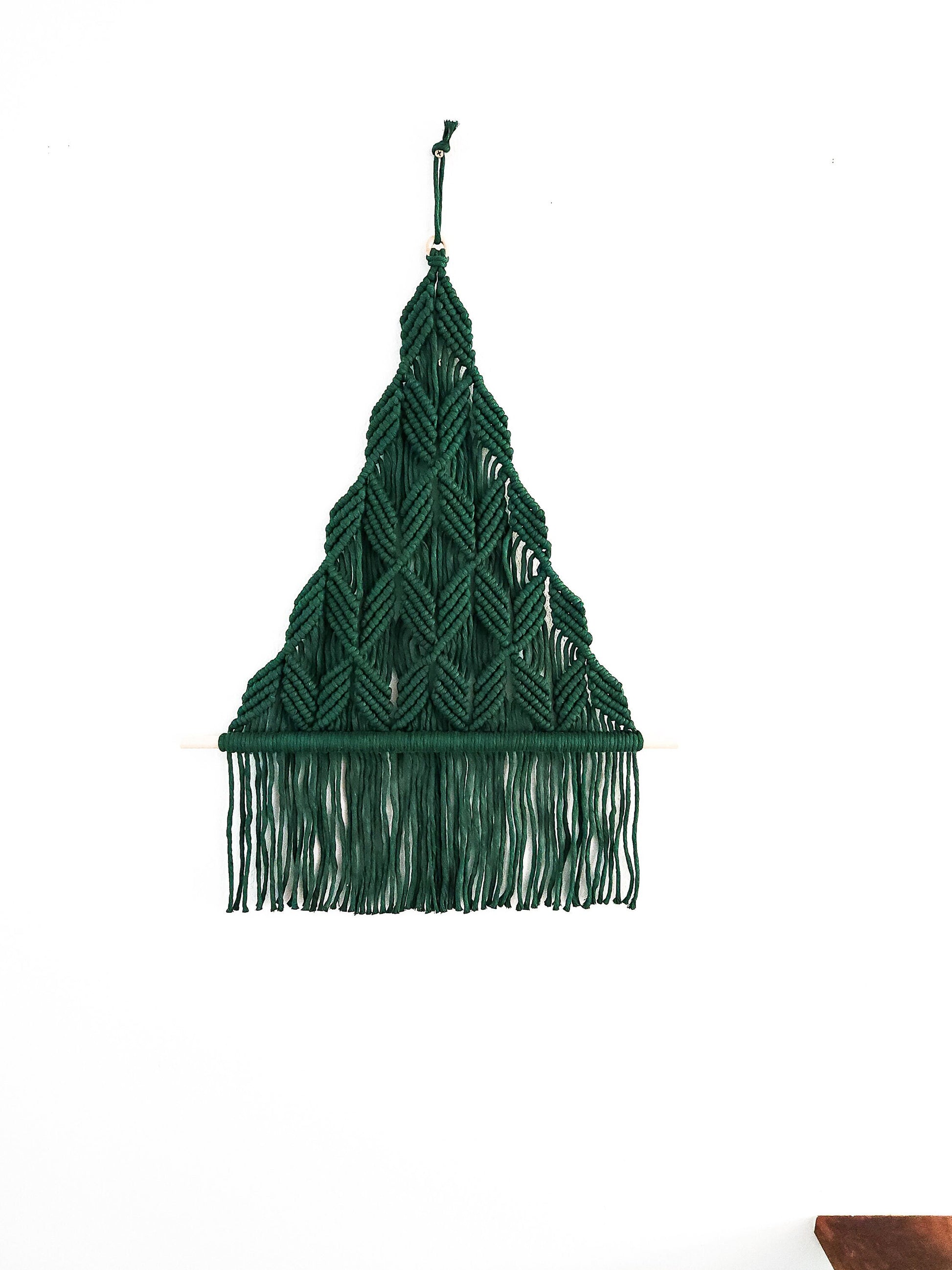 Large Macrame Wall Hanging Christmas Tree, Macrame Wall Art, Woven Wall Hanging, Boho Wall Decor, Wall Tapestry, Macrame, Green, Forest