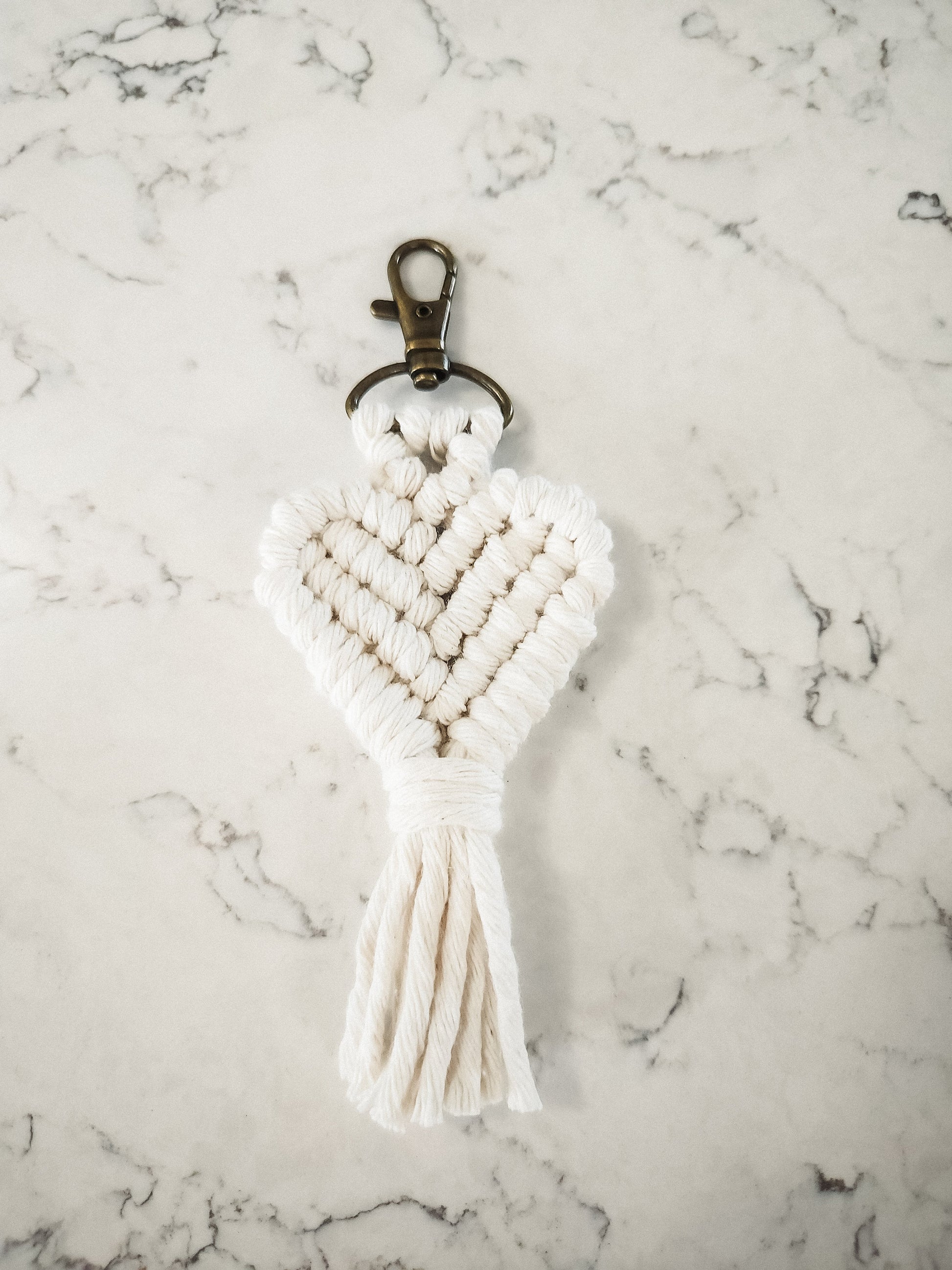 Heart Macrame Keychain, Boho Keychain, Backpack Charm, Available in Many Colors, Handmade in the United States