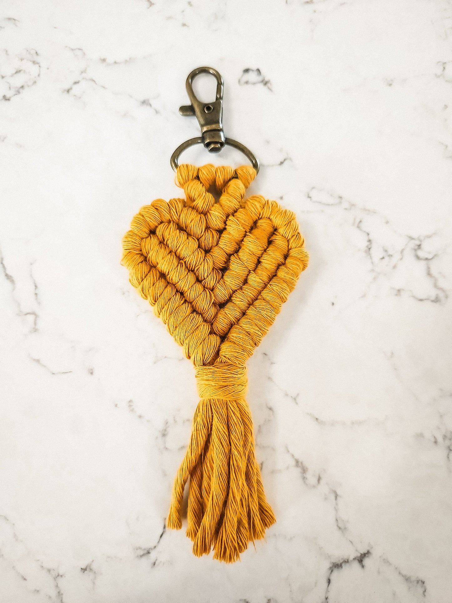 Heart Macrame Keychain, Boho Keychain, Backpack Charm, Available in Many Colors, Handmade in the United States