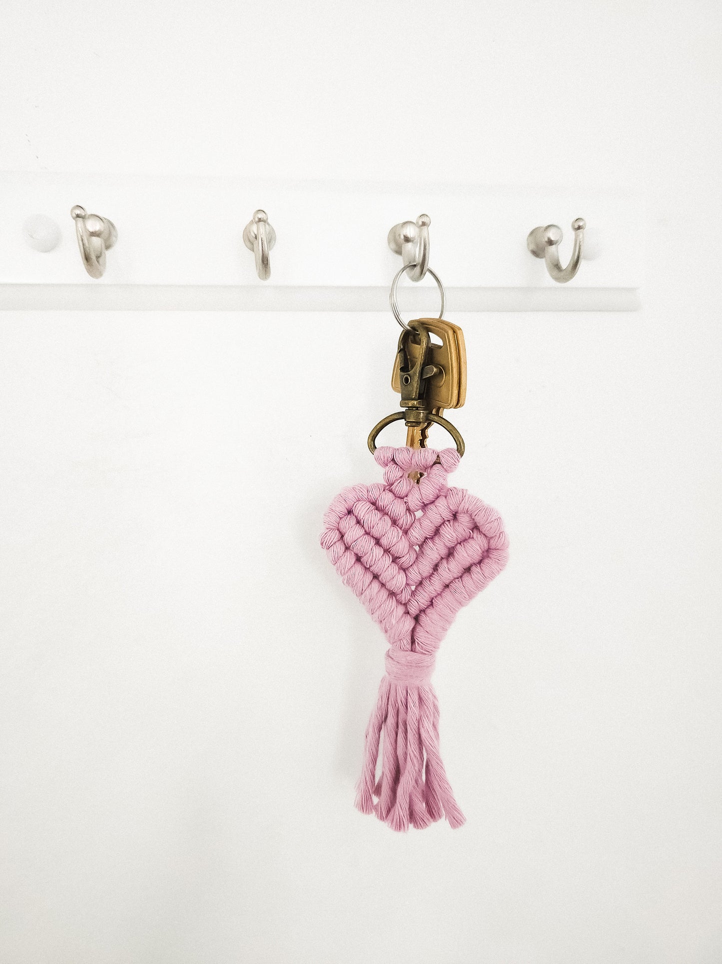 Heart Macrame Keychain, Boho Keychain, Backpack Charm, Available in Many Colors, Handmade in the United States