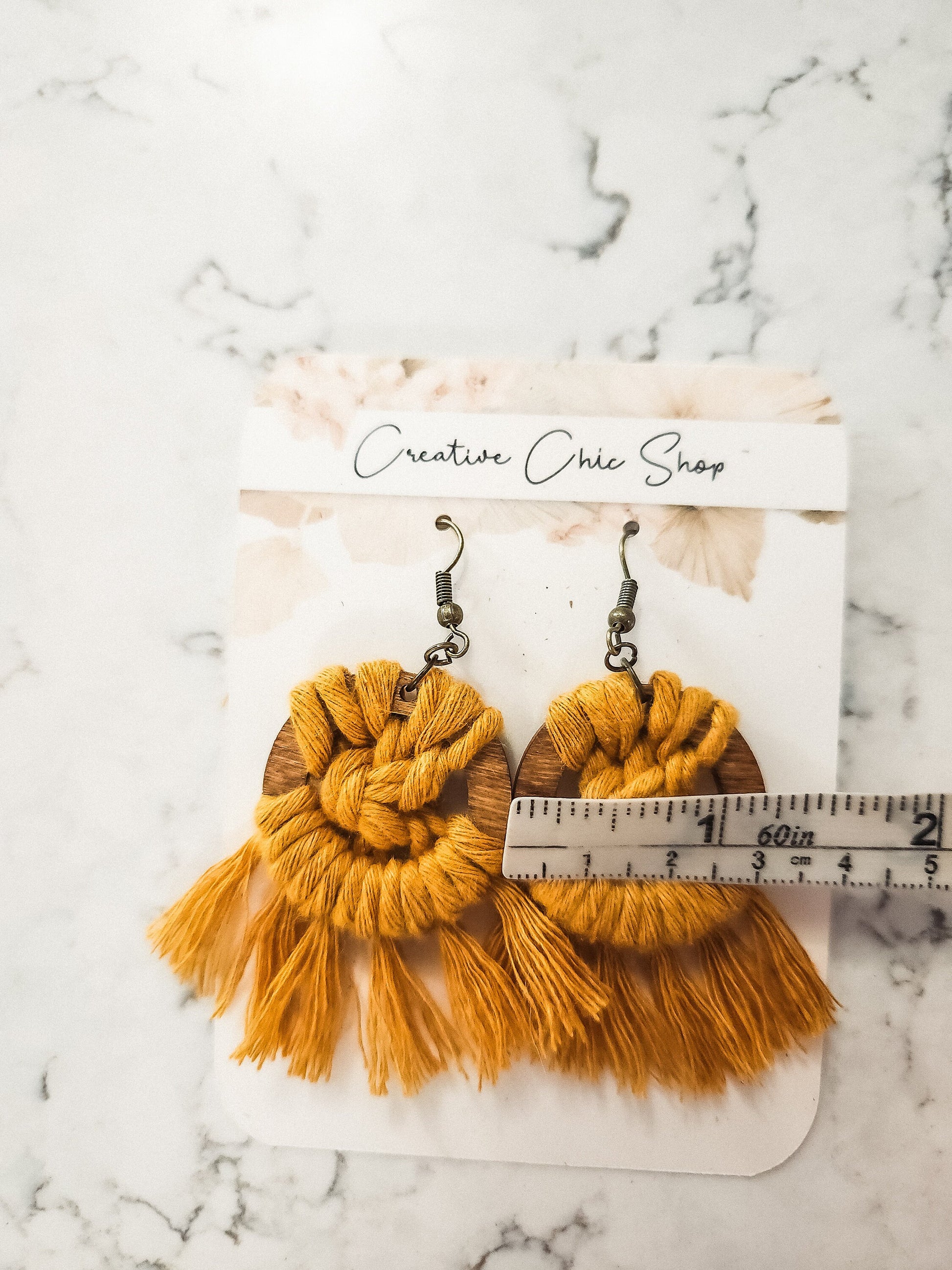 Handmade Macrame Earrings, Stained Wooden Hoops, Multiple Color Options for Macrame, Macrame Earrings, Dangle earrings, Macrame