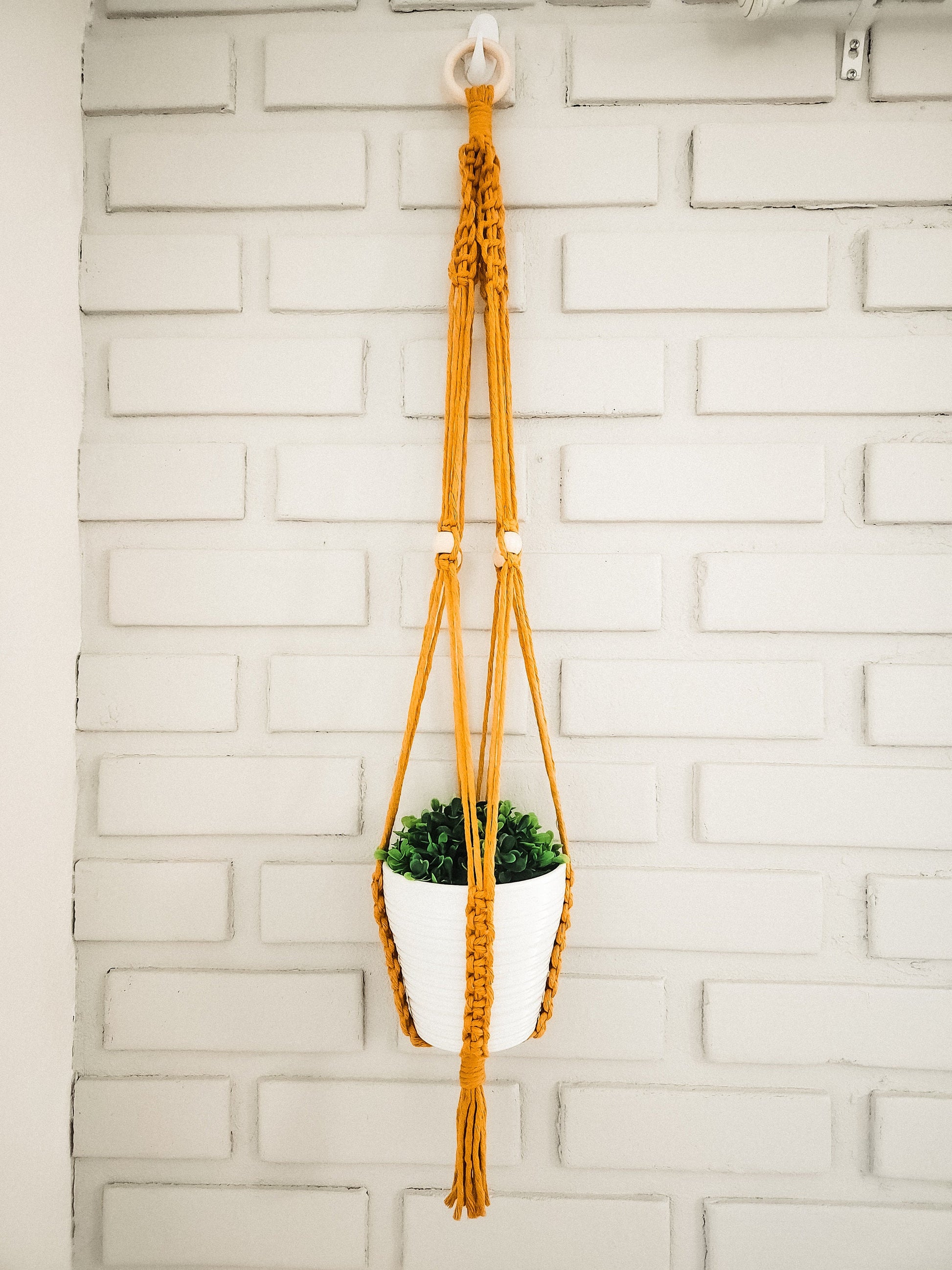 Macrame Plant Hanger with Beads, Available in Many Colors, Boho Plant Hanger, Boho House Decor, Tassel Plant Hanger