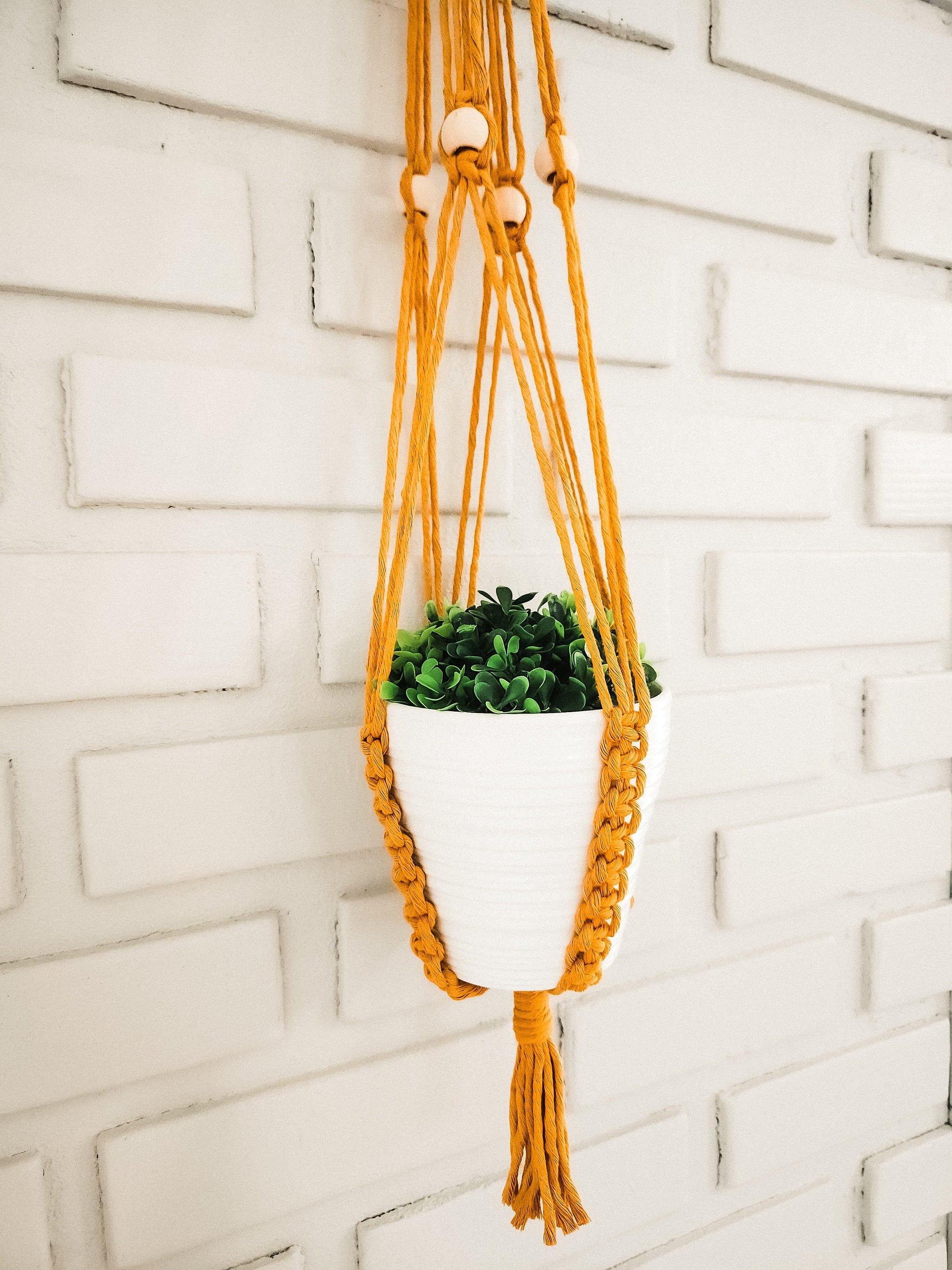 Macrame Plant Hanger with Beads, Available in Many Colors, Boho Plant Hanger, Boho House Decor, Tassel Plant Hanger