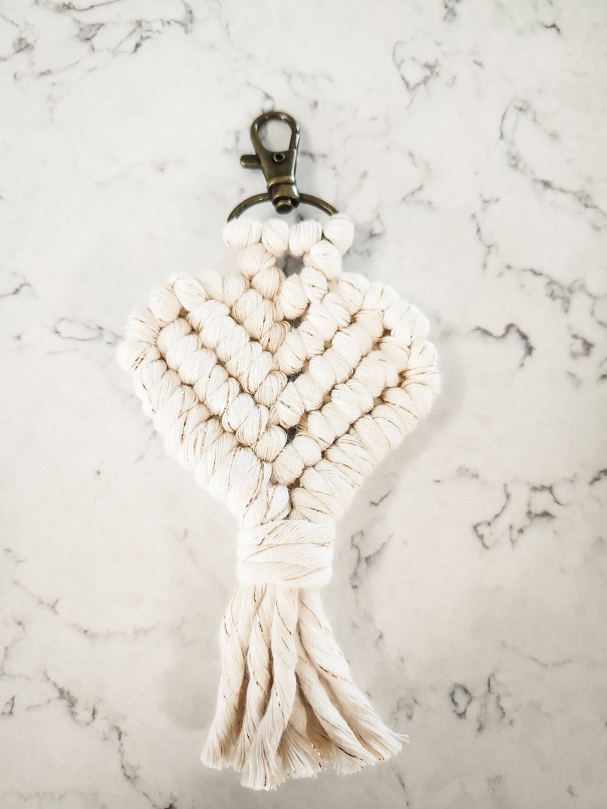 Heart Macrame Keychain, Boho Keychain, Backpack Charm, Available in Many Colors, Handmade in the United States