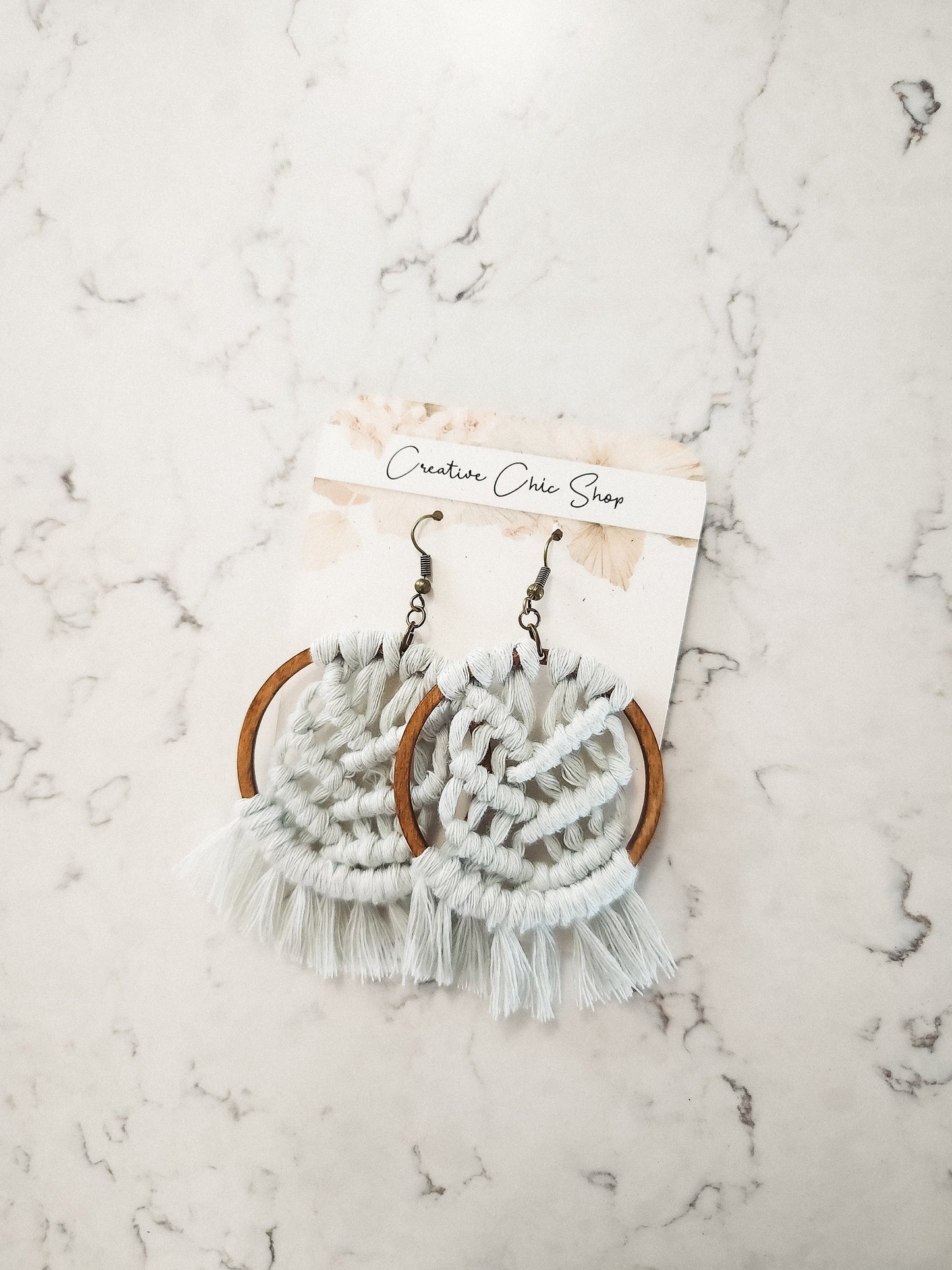 Handmade Macrame Hoop Earrings, Gold or Silver Color Hoops, Multiple Color Options for Macrame, Macrame Earrings, Dangle earrings, Macrame