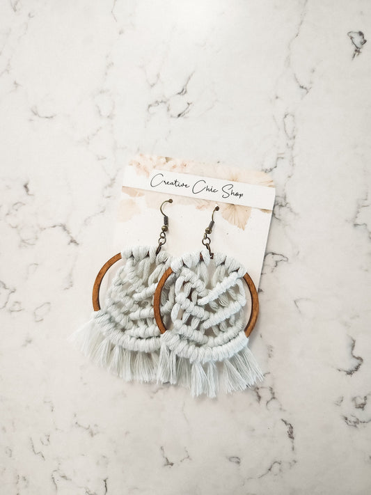 Handmade Macrame Hoop Earrings, Gold or Silver Color Hoops, Multiple Color Options for Macrame, Macrame Earrings, Dangle earrings, Macrame