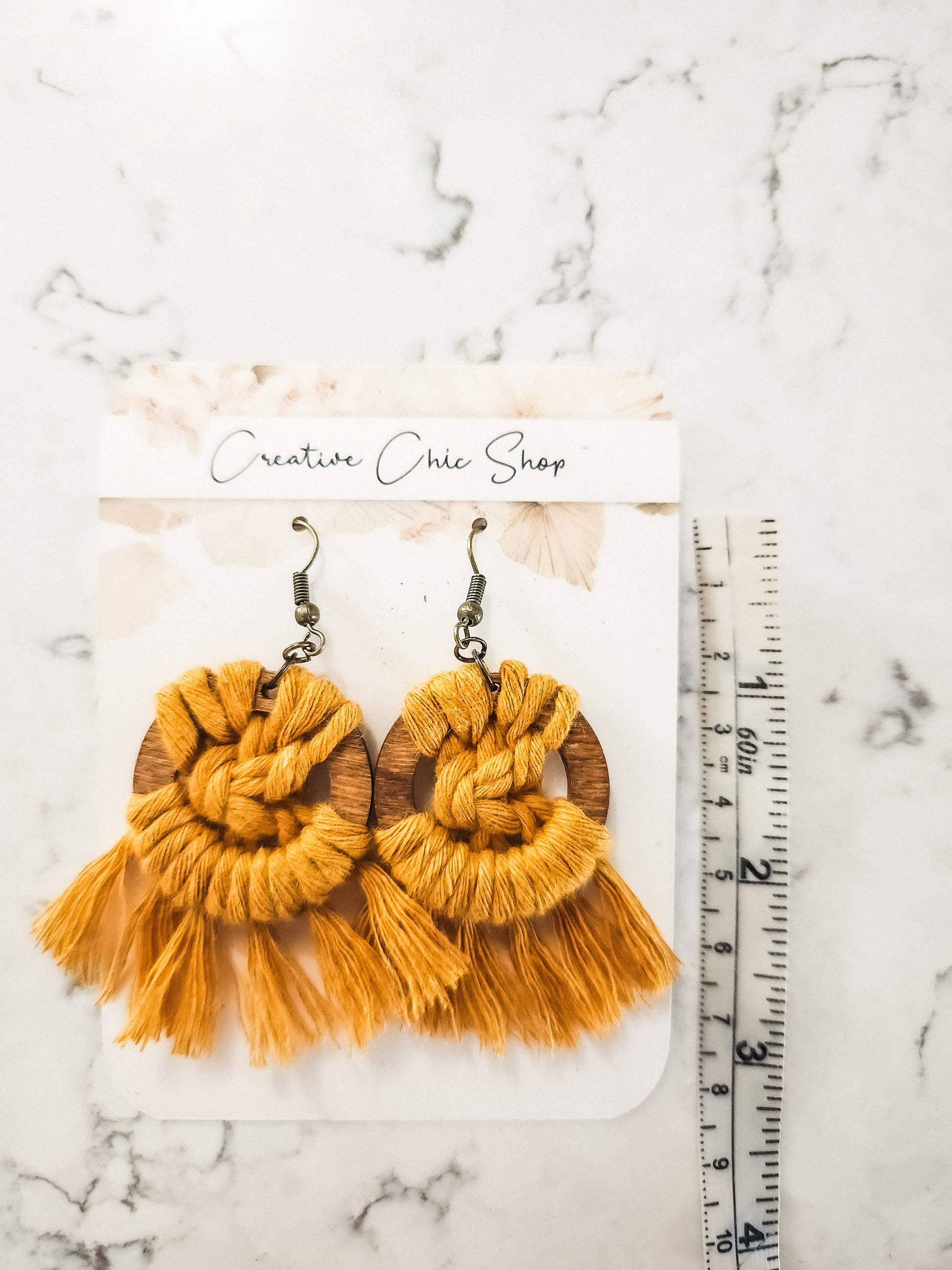 Handmade Macrame Earrings, Stained Wooden Hoops, Multiple Color Options for Macrame, Macrame Earrings, Dangle earrings, Macrame