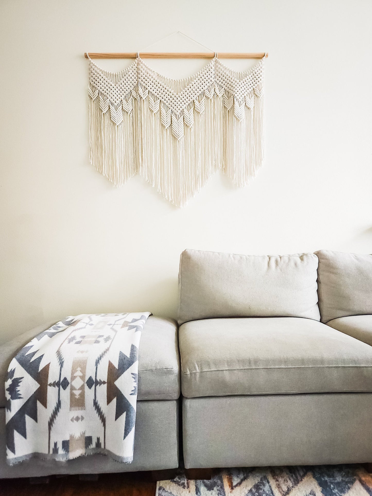 Handmade Beige Macrame Wall Hanging 4 Feet Wide