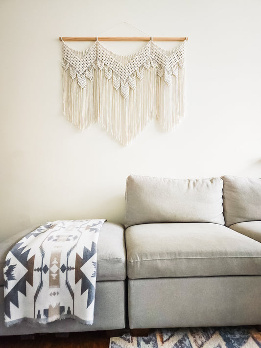 Handmade Beige Macrame Wall Hanging 4 Feet Wide