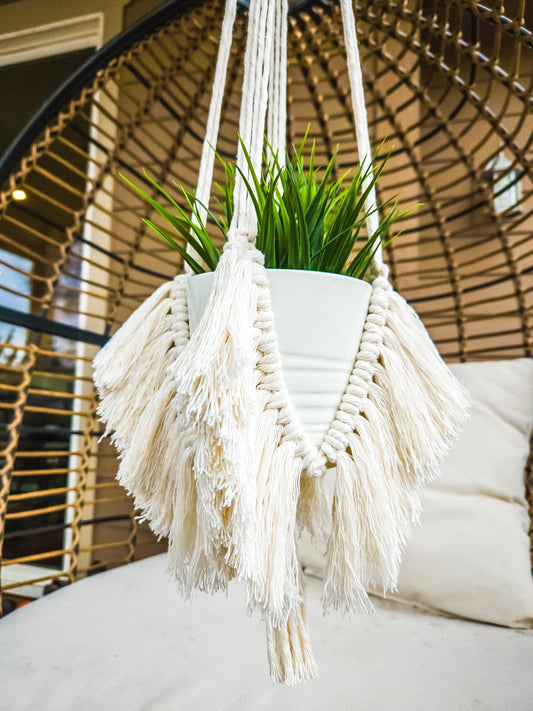 Macrame Fringe Plant Hanger, Available in Many Colors, Boho Plant Hanger, Boho House Decor, Tassel Plant Hanger