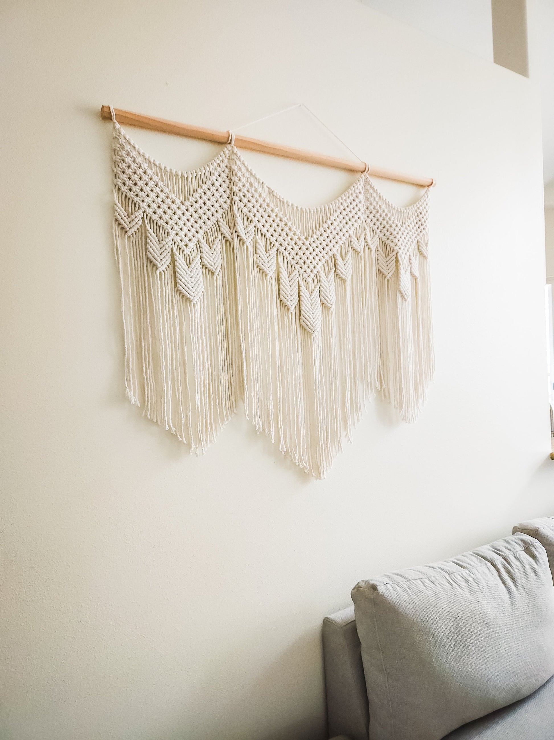 Handmade Beige Macrame Wall Hanging 4 Feet Wide