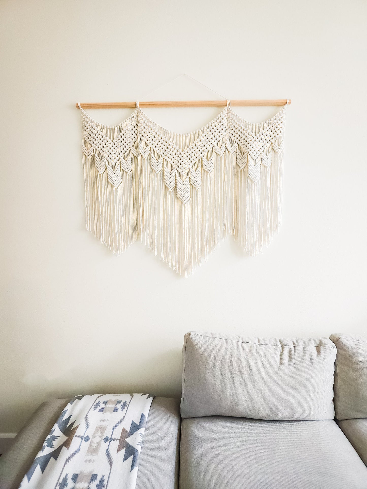Handmade Beige Macrame Wall Hanging 4 Feet Wide